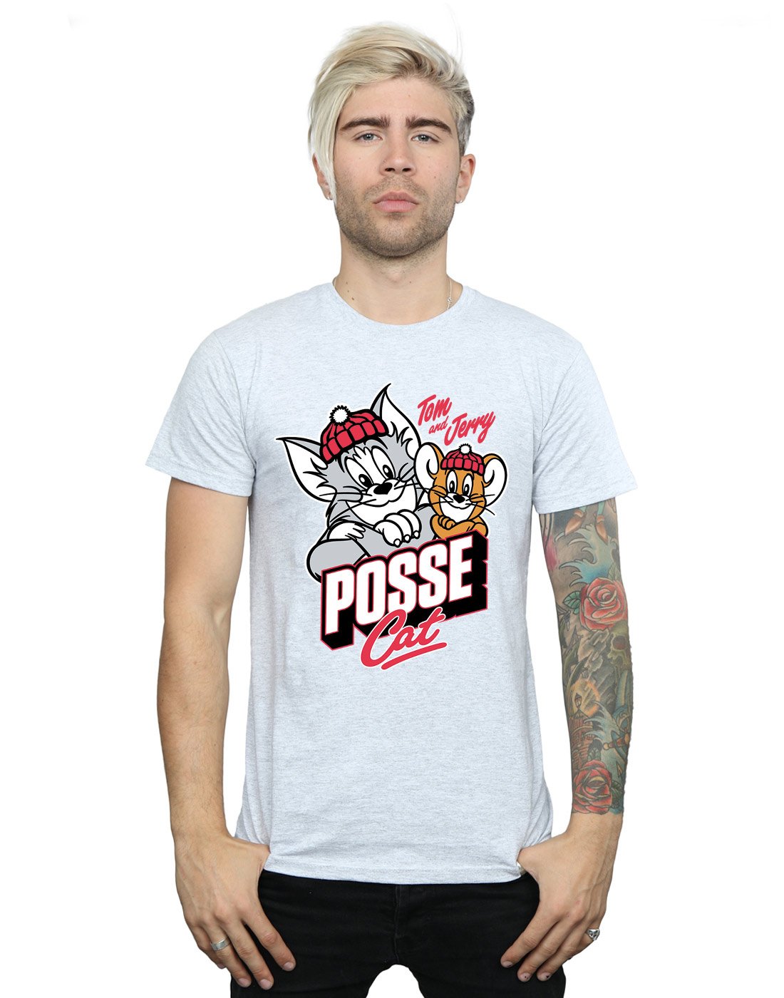 TOM and JERRY Men's Graphic T-Shirt - Cartoon Cat Print Cotton Tee for Casual Wear - Medium Size Sport Grey - Perfect for Everyday Outfits & Fan Gifts
