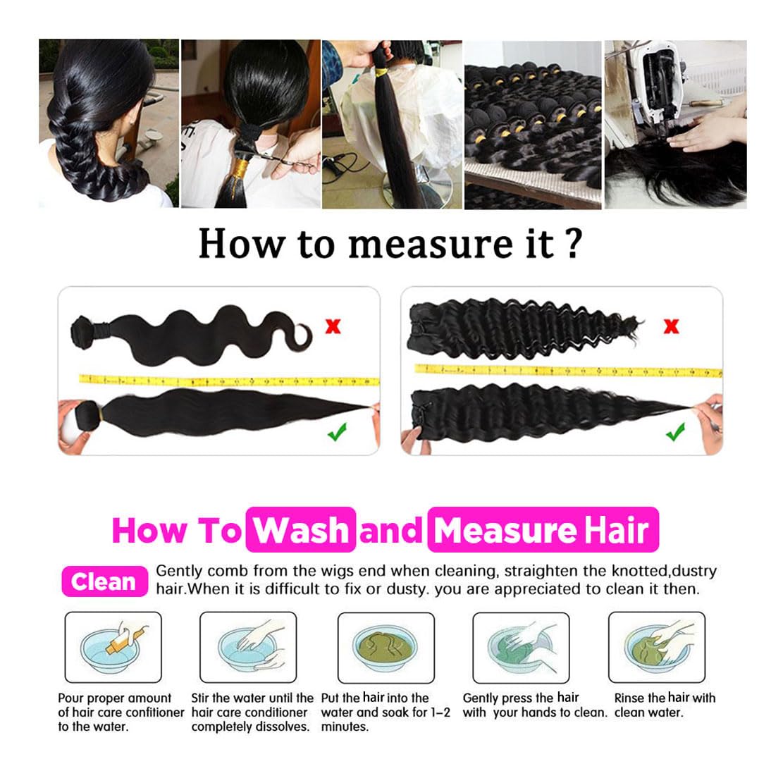 Virgin Brazilian Human Hair Bundles 22 24 26 Inch - Unprocessed Deep Wave Loose Hair Extensions 100% Natural Color for Long Wavy Hairstyles | Perfect for Daily Wear, Parties & Special Occasions