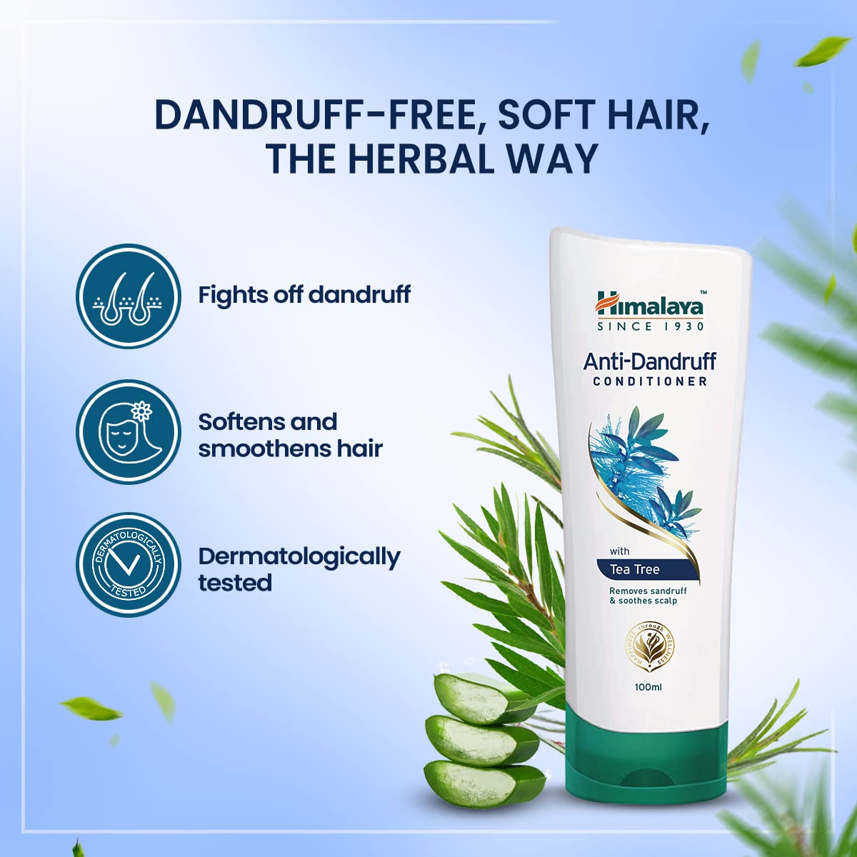 Himalaya Anti-Dandruff Conditioner with Tea Tree Oil & Aloe Vera - Fights Dandruff, Soothes Scalp & Nourishes Hair - 100ml for Men & Women - Perfect for Daily Hair Care & Scalp Treatment