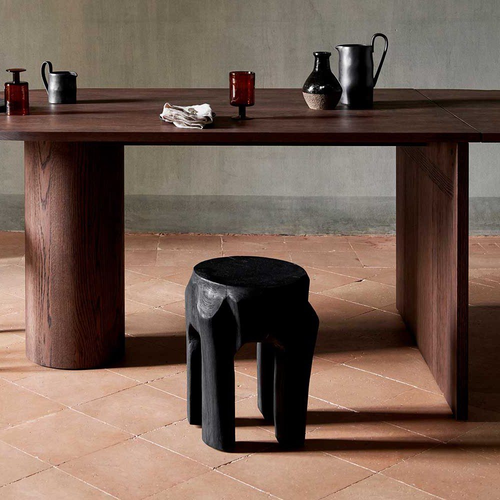 FERM LIVING Root Stool - Black Stained Wooden Stool | Modern Minimalist Home Decor | Perfect for Living Room, Bedroom or Office Seating