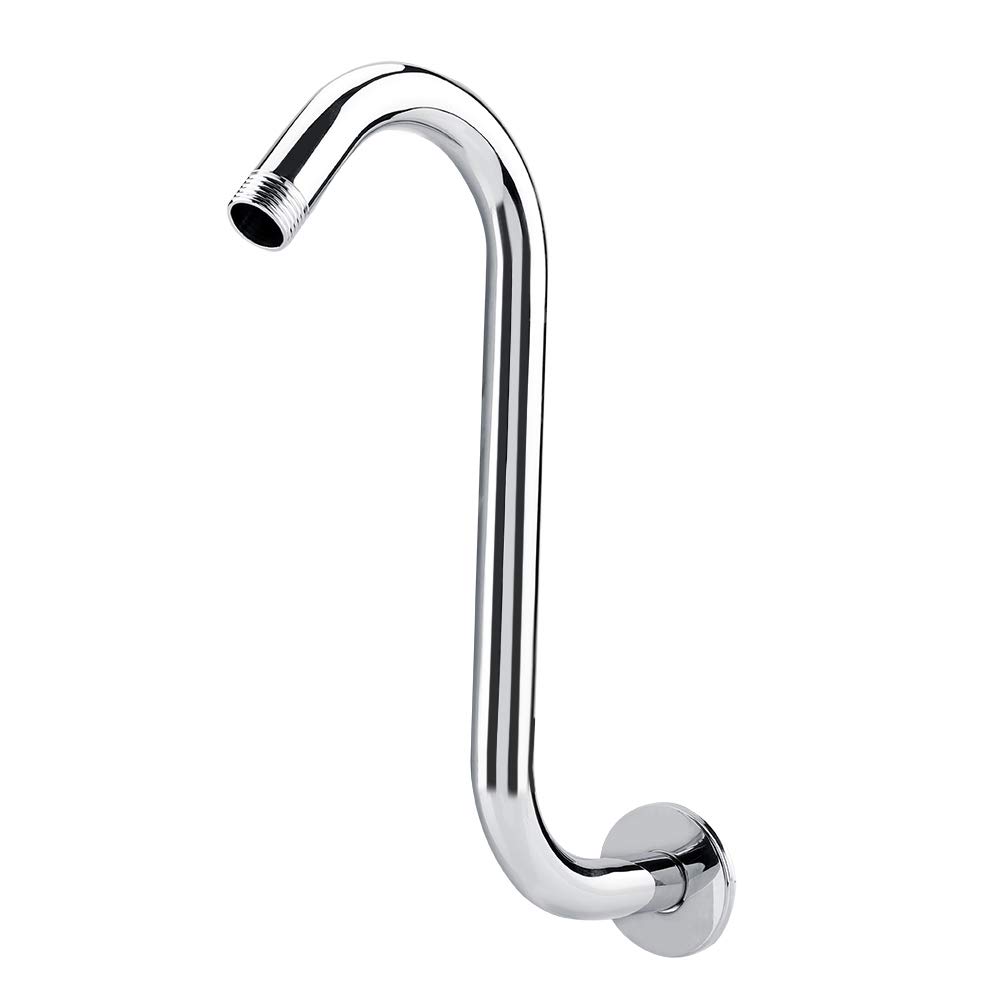 OhhGo Stainless Steel S-Shaped Shower Extension Arm - Long Goose Neck Shower Head Replacement with Adjustable Angle for Bathroom & Spa Use