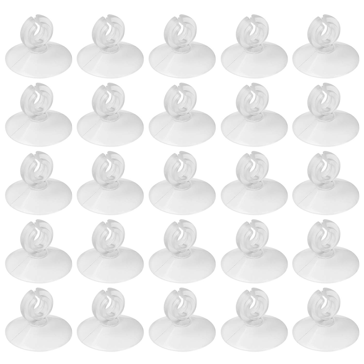 25pcs Clear Aquarium Suction Cup Clips - Fish Tank Hose & Air Tube Holder for 3/16
