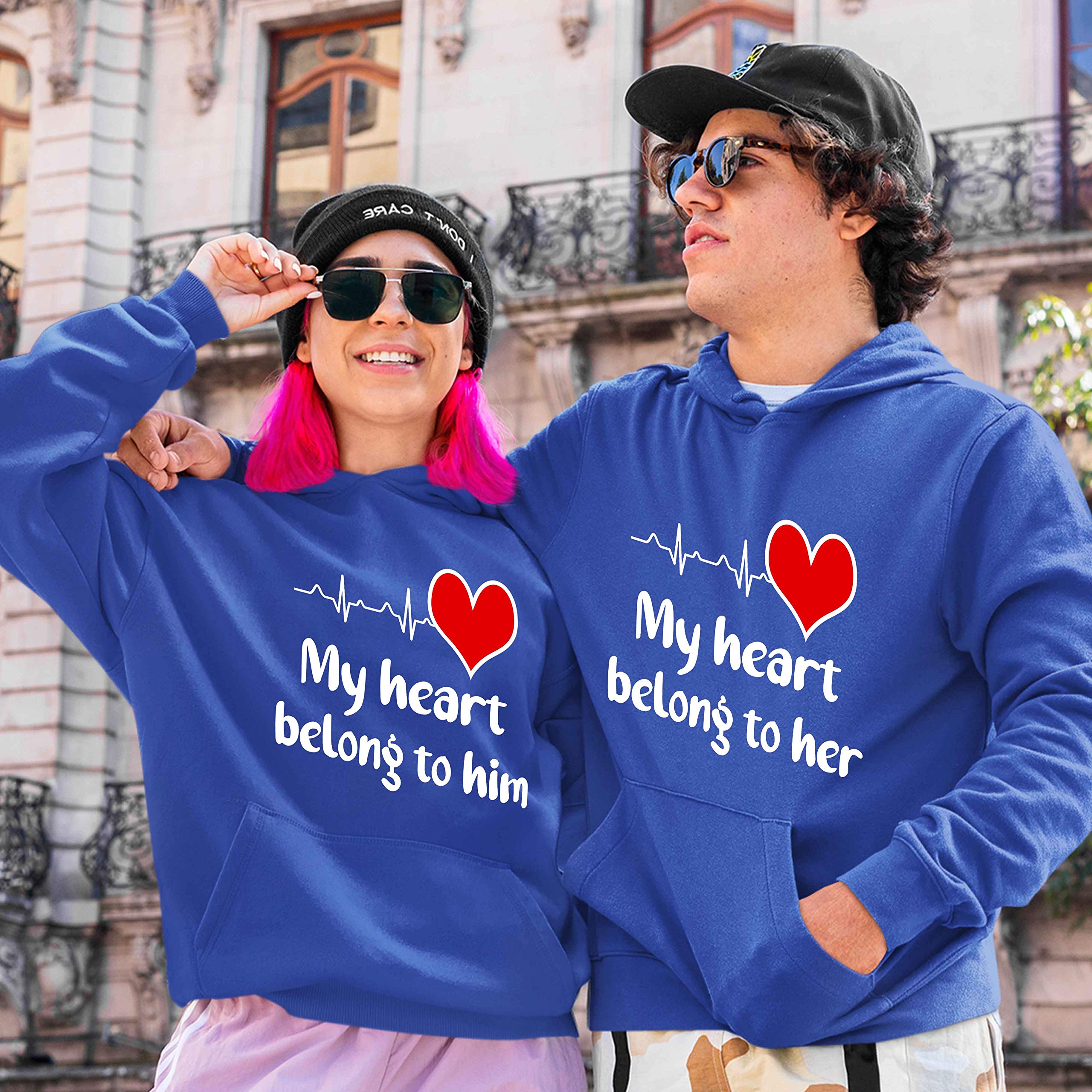 Best Family Gifts: My Heart Belongs To Him/Her Unisex Hoodies For Couples - Perfect For Date Nights & Cozy Evenings
