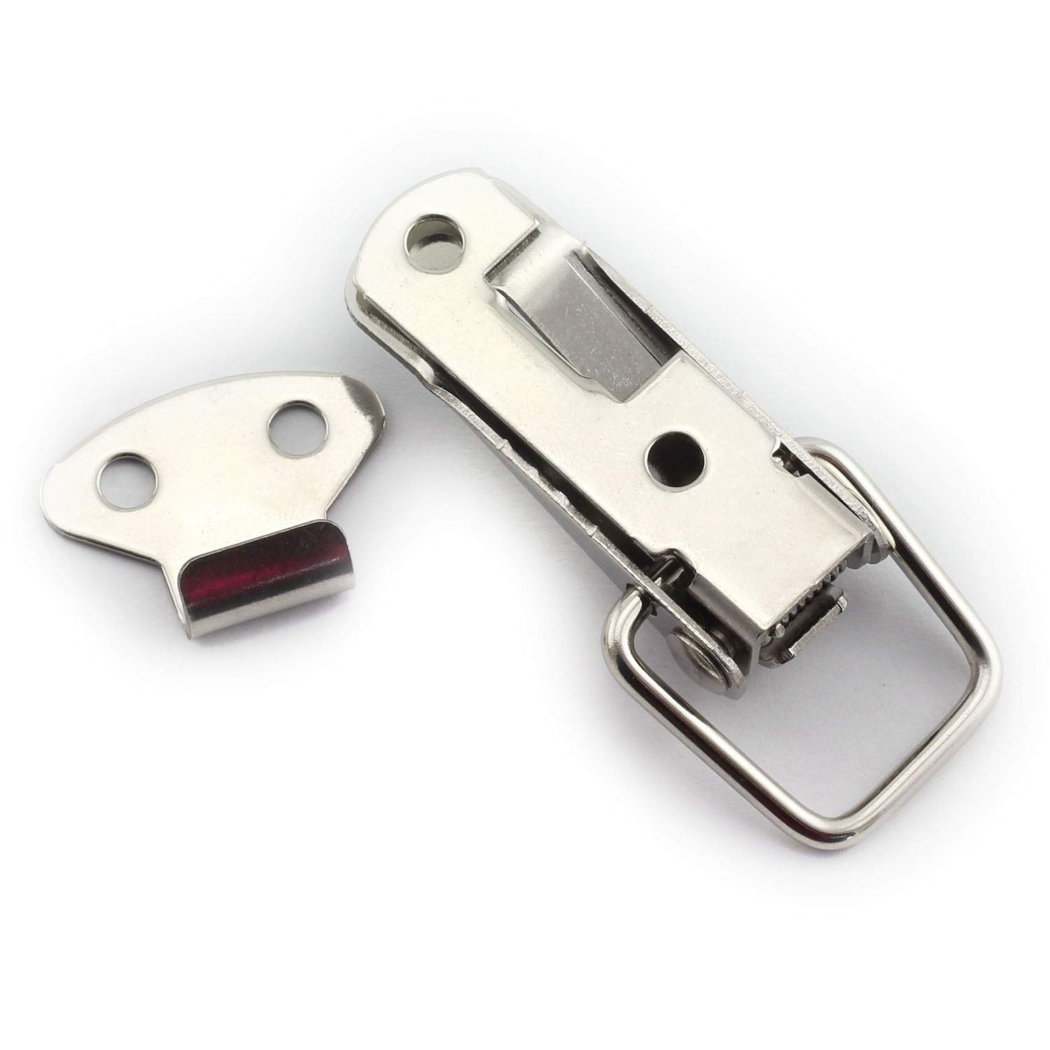 Stainless Steel Spring Loaded Latch Catch - 2 Pack Toggle Lock Hasp for Cabinet, Box & Suitcase Security (58mm) | Durable Duckbill Tension Lock for Home, Office & Travel Use