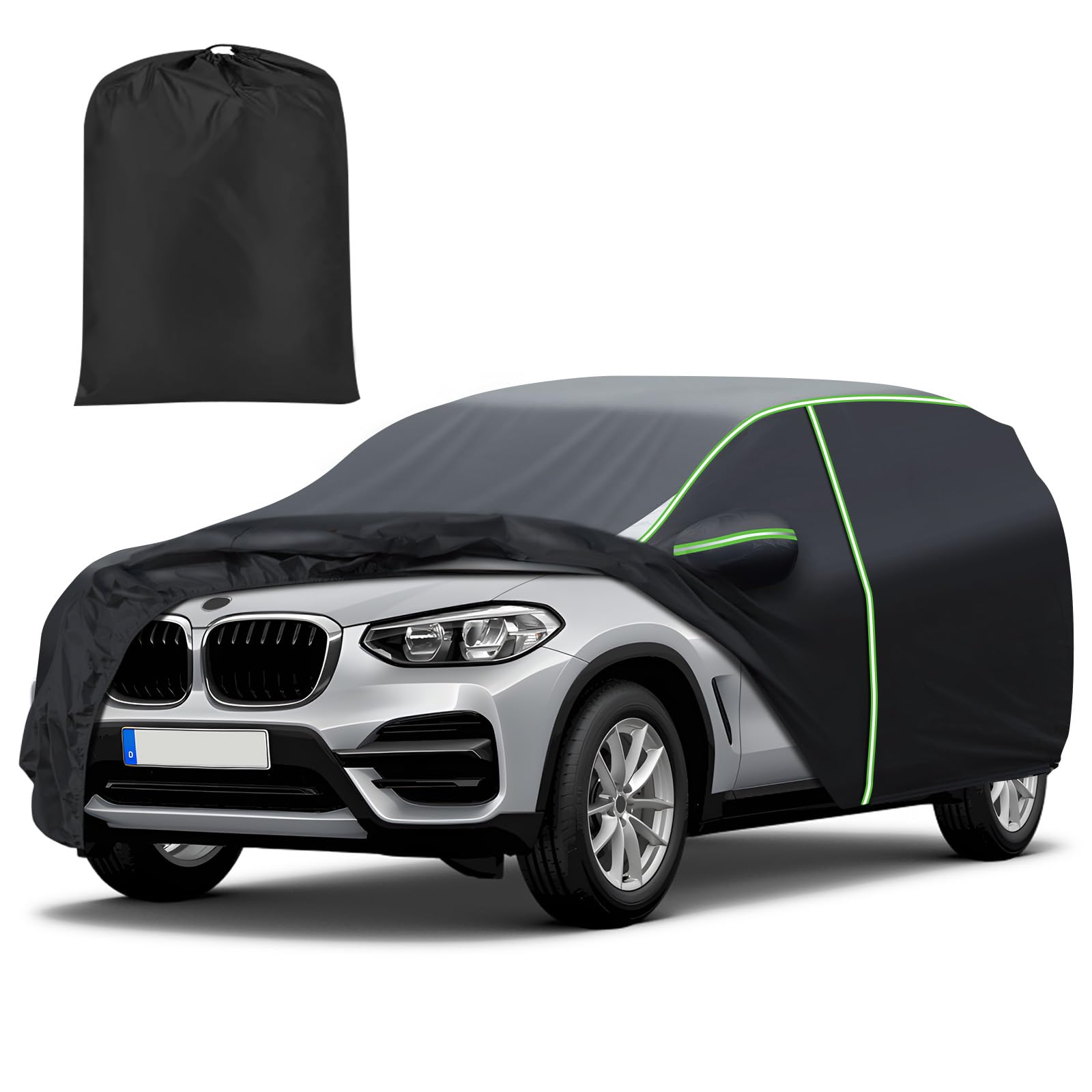 Mixsuper All-Weather Waterproof Car Cover for BMW X3 (2003-2025 Model) - Outdoor Vehicle Protection with Zipper Door & Reflective Strips | Perfect for Parking, Travel, and Extreme Weather Protection