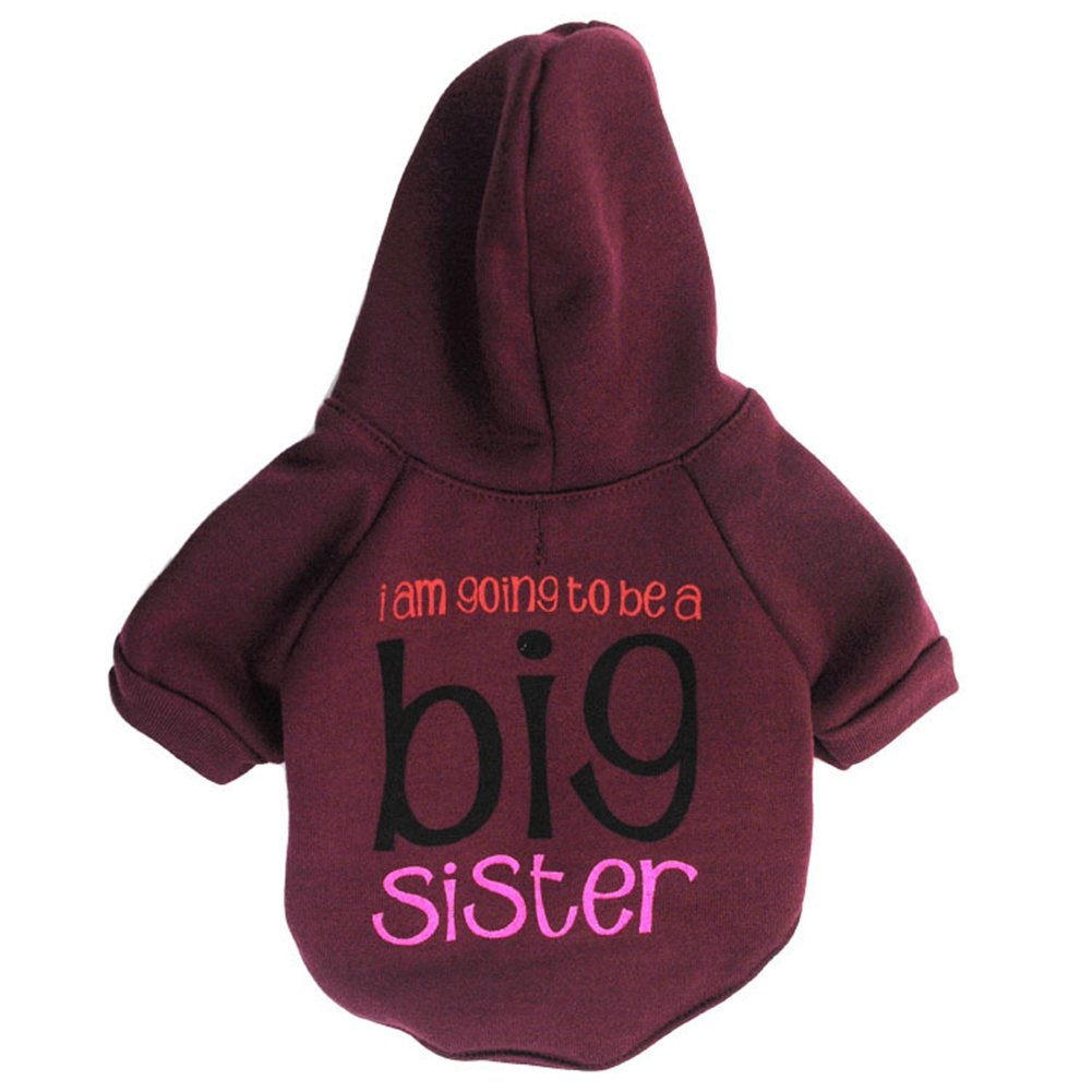 GINBLA Cute Dog Hoodie - Small Pet Sweatshirt with Big Sister Print, Warm Puppy Winter Costume for Small Dogs | Perfect for Cold Weather Walks & Indoor Cozy Time