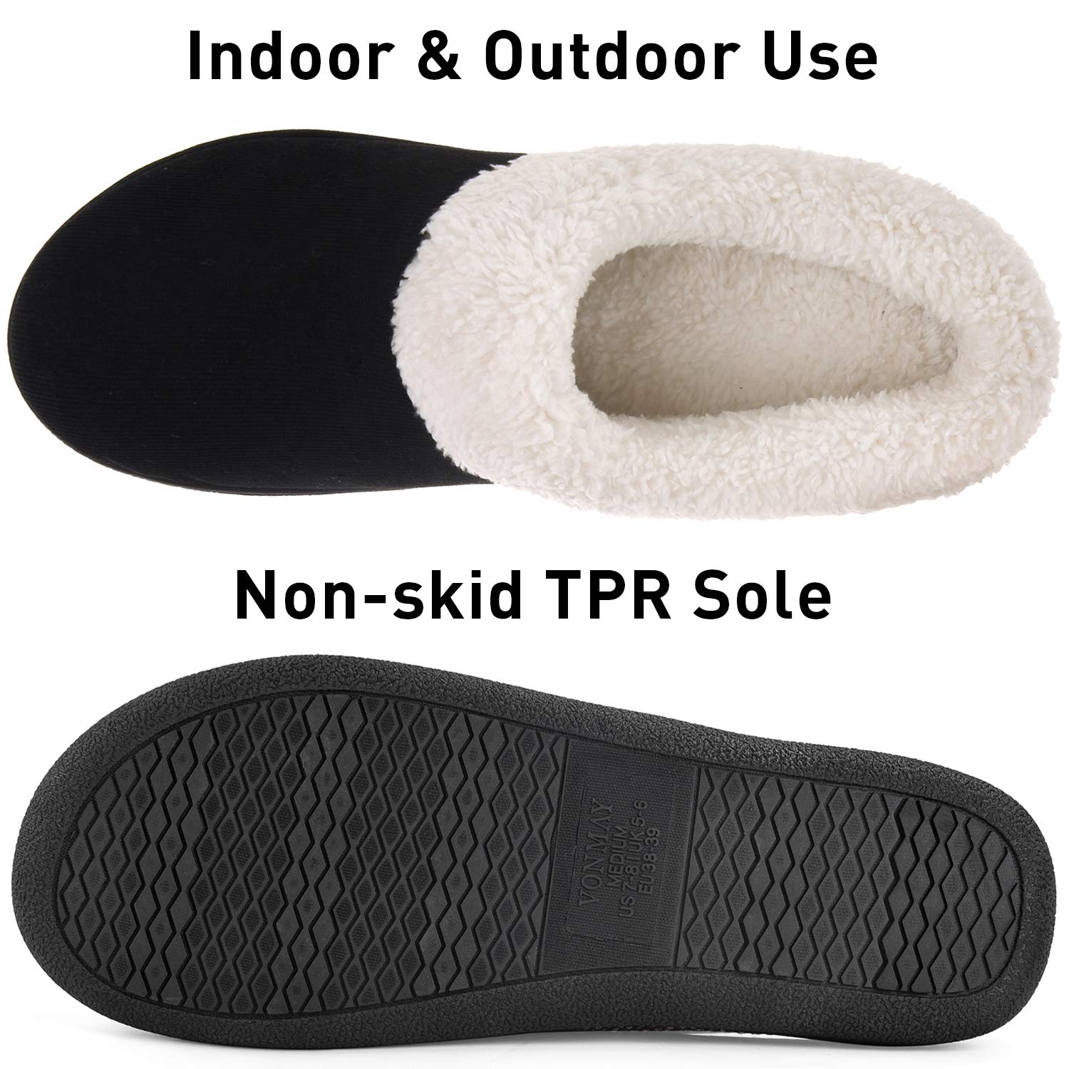 VONMAY Women's Cozy Fuzzy House Slippers with Memory Foam & Fleece Collar - Indoor/Outdoor Comfort for Relaxing at Home, Lounging or Quick Errands