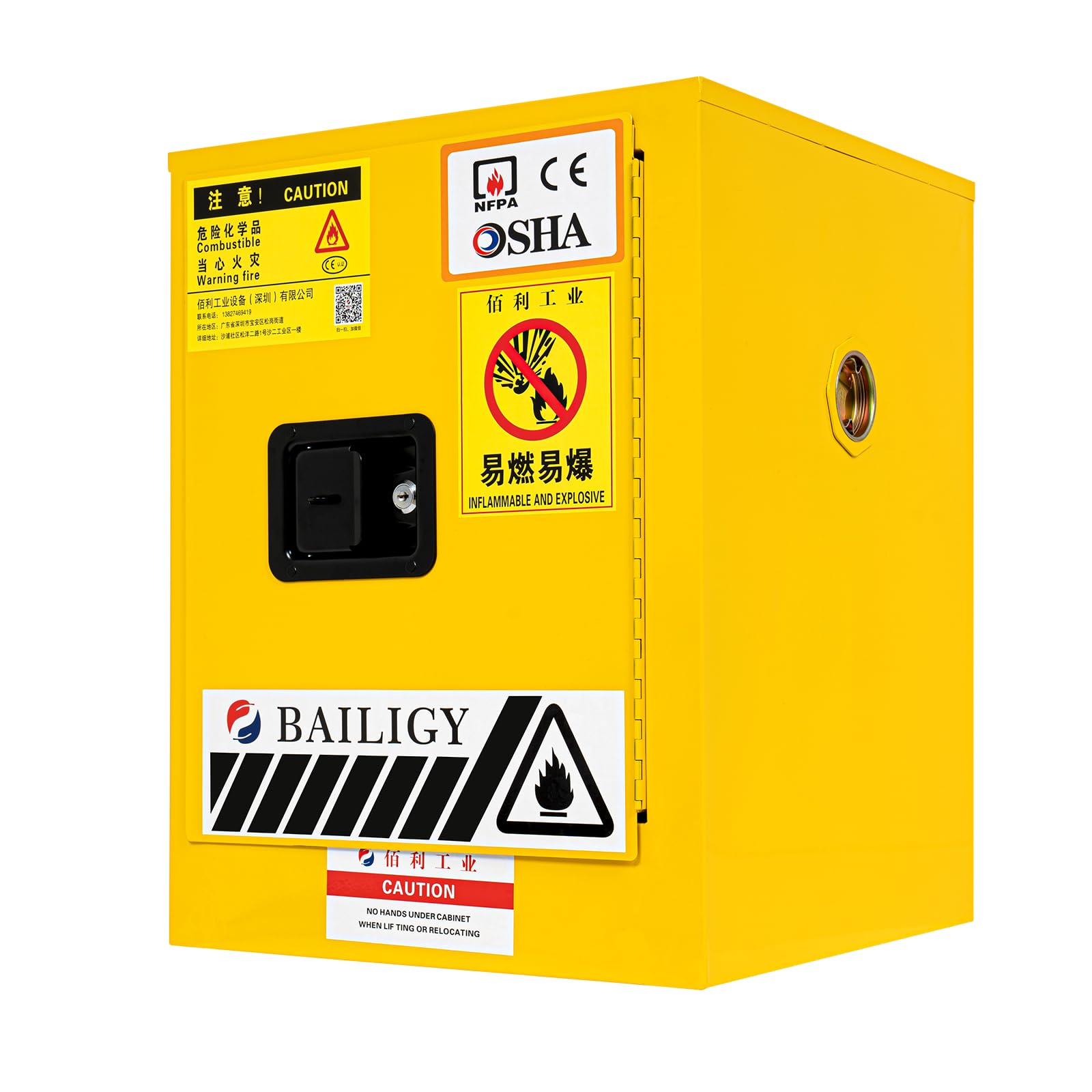 DNYSYSJ 4 Gallon Flammable Safety Storage Cabinet - OSHA Approved Hazardous Chemical & Liquid Container - 17