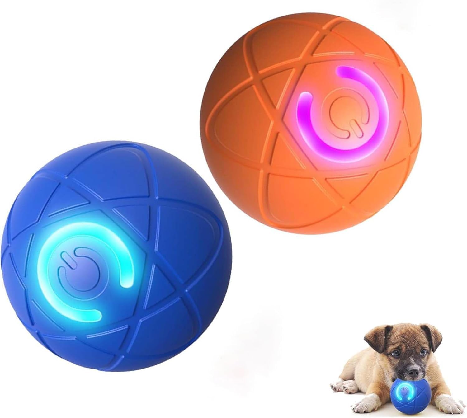 2025 New Interactive Shaky Ball Toy for Dogs - Automatic Moving & Vibrating Dog Ball - Fun Chew Toy for Small, Medium & Large Breeds - 2 Pack (Orange + Blue) - Perfect for Indoor Play, Fetch & Training Sessions
