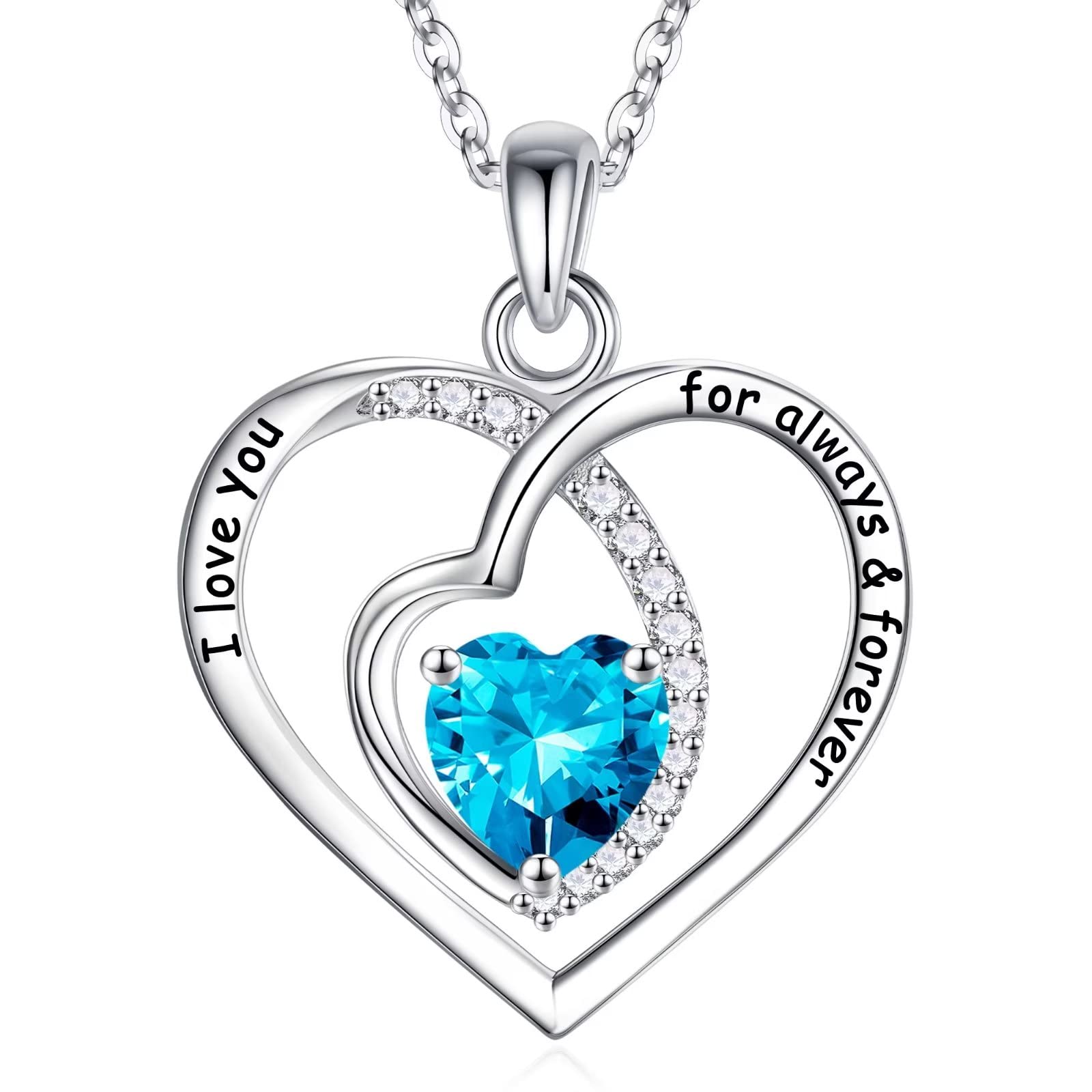 Infinity Love Heart Birthstone Necklace for Women - S925 Sterling Silver Heart Pendant with Birthstone, Valentine's Day, Mother's Day, Anniversary, Christmas & Birthday Gift for Mom, Daughter, Sister, Grandma | Perfect for Everyday Wear, Date Nights & Special Occasions