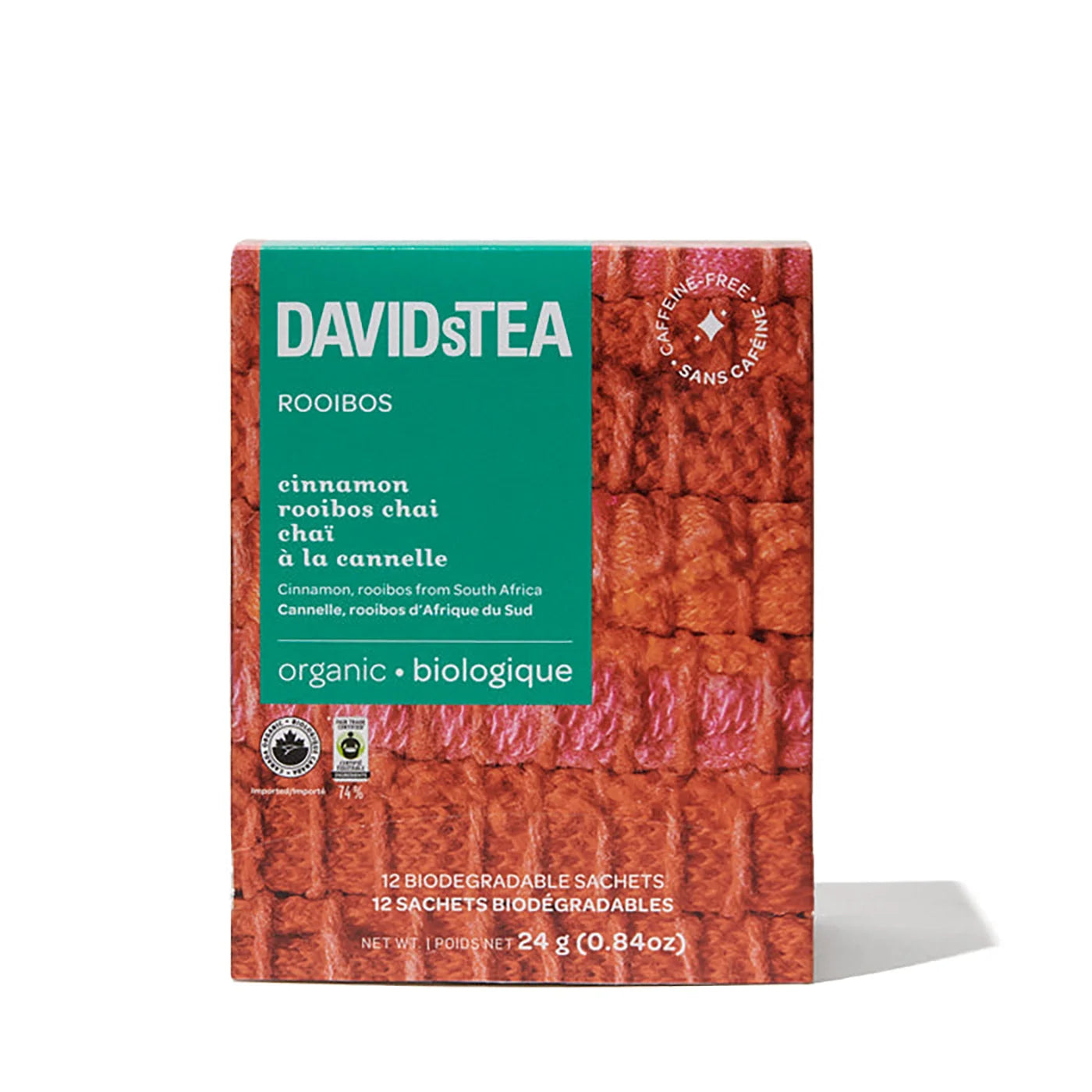 Organic Cinnamon Rooibos Chai Tea Bags - 12 Pack | Herbal Caffeine-Free Tea | Perfect for Relaxation, Afternoon Tea & Gift Giving