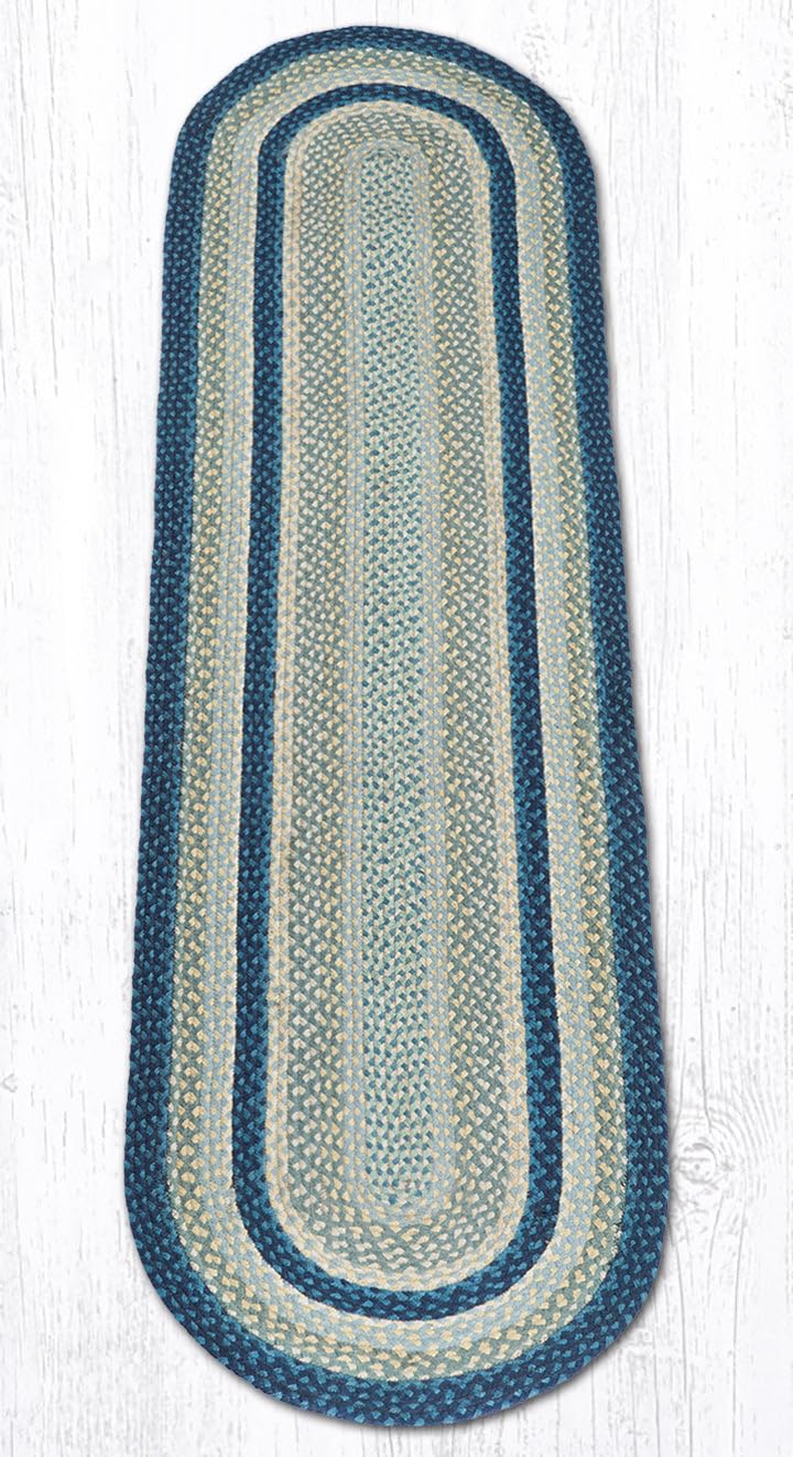 Earth Rugs Rug, 2 x 8 Feet, Breezy Blue/Taupe/Ivory - Soft and Durable Handwoven Jute Area Rug for Living Room, Bedroom, or Entryway Decor