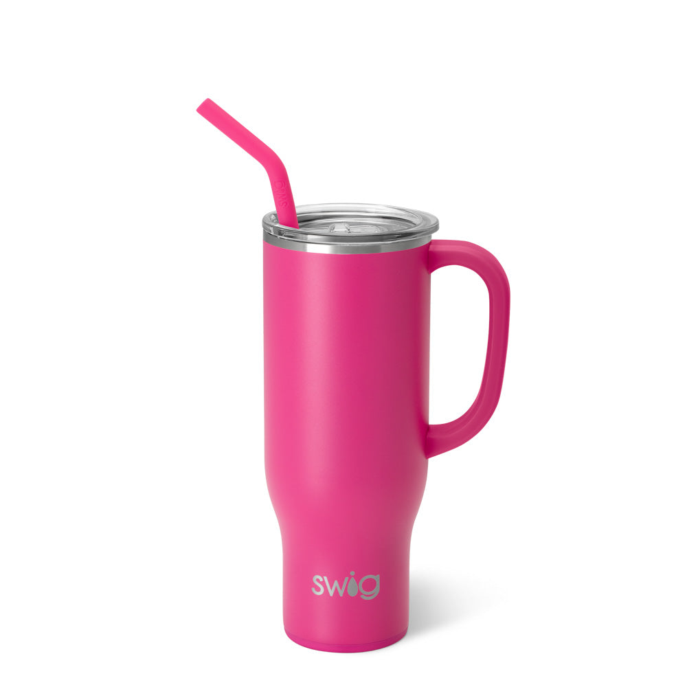 Hot Pink Mega Mug 30oz - Large Insulated Tumbler with Lid & Straw - Perfect for Coffee, Tea & Cold Drinks - Great for Office, Travel & Outdoor Activities
