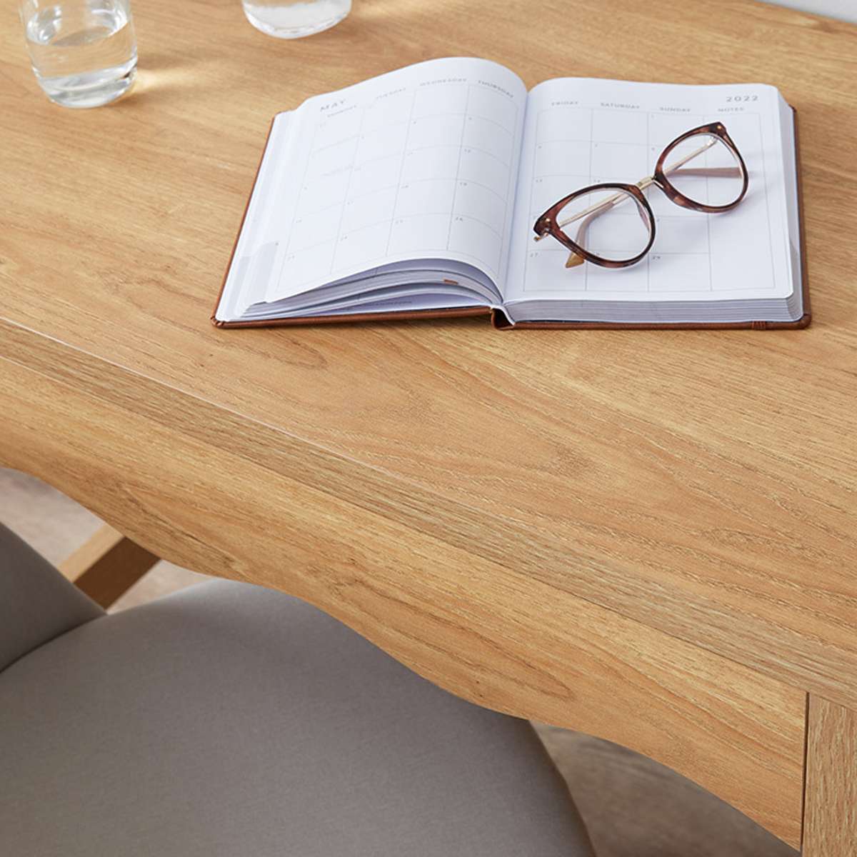 Malena Desk - Natural Wood Writing Desk with Drawer | Home Office Furniture for Small Spaces, Study & Work from Home