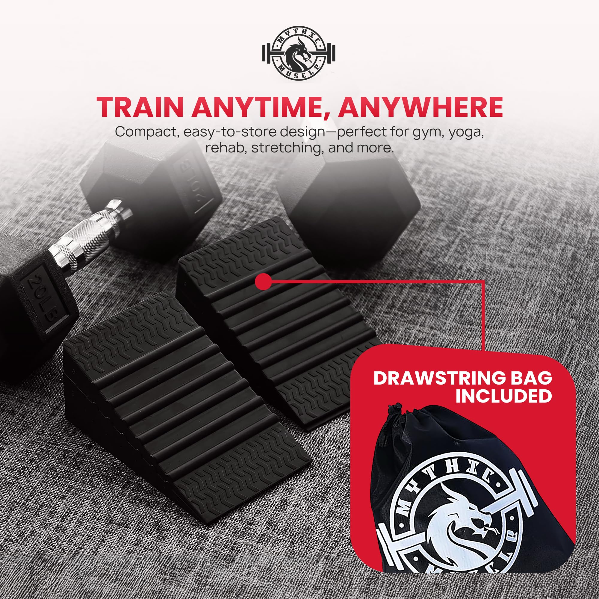 Adjustable Squat Wedges for Heels - 6-Piece Stackable Exercise Wedge for Elevated Squats, Non-Slip Squat Blocks for Strength & Balance Training - Durable 1200 lbs Capacity with Resistance Bands & Carry Bag - Perfect for Home Gym, CrossFit, and Weightlifting Workouts