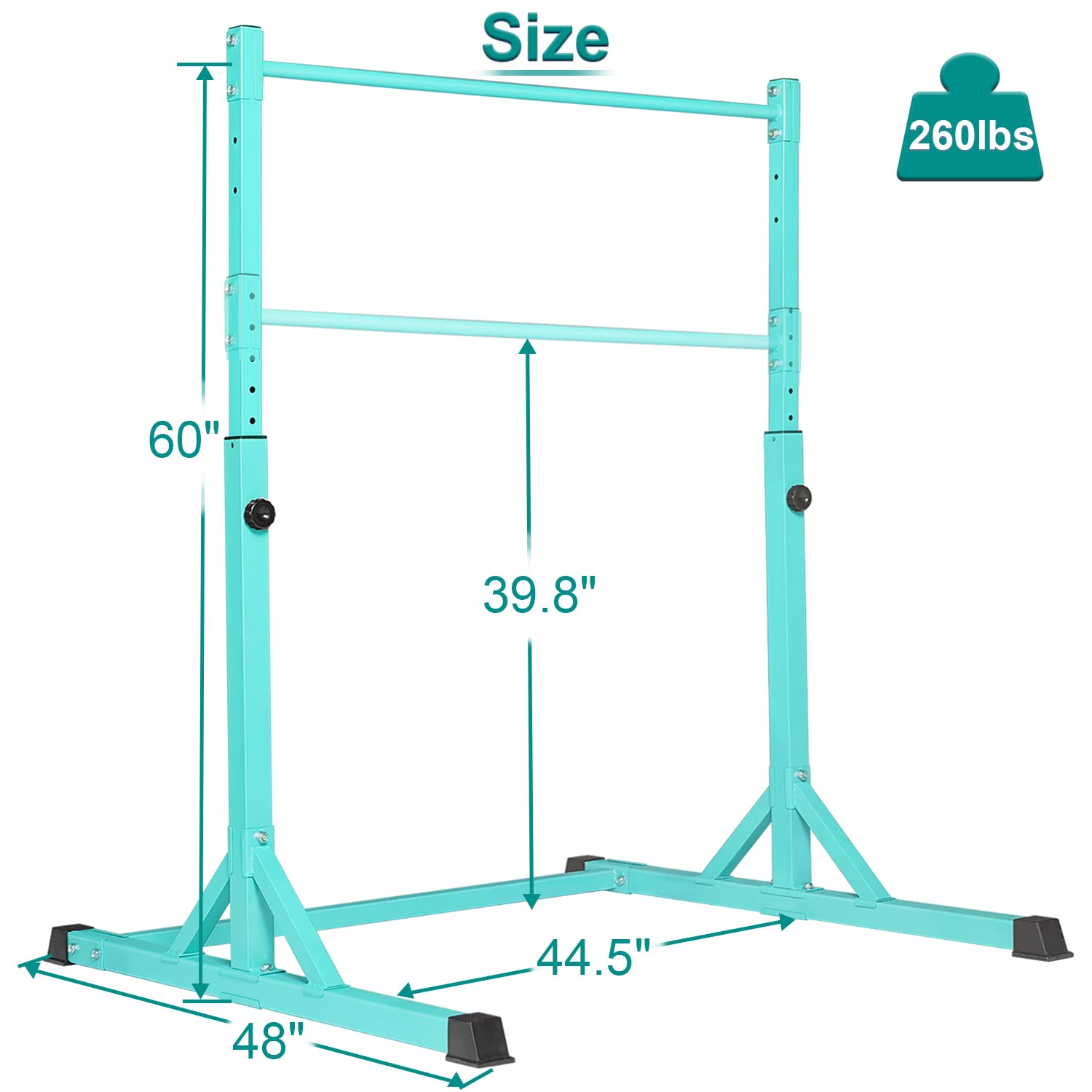 Bongkim Adjustable Height Gymnastics Bar for Kids - Folding Horizontal Training Bar for Home Use | Junior Gymnastic Equipment for Indoor Practice, Strength Training & Playtime Activities