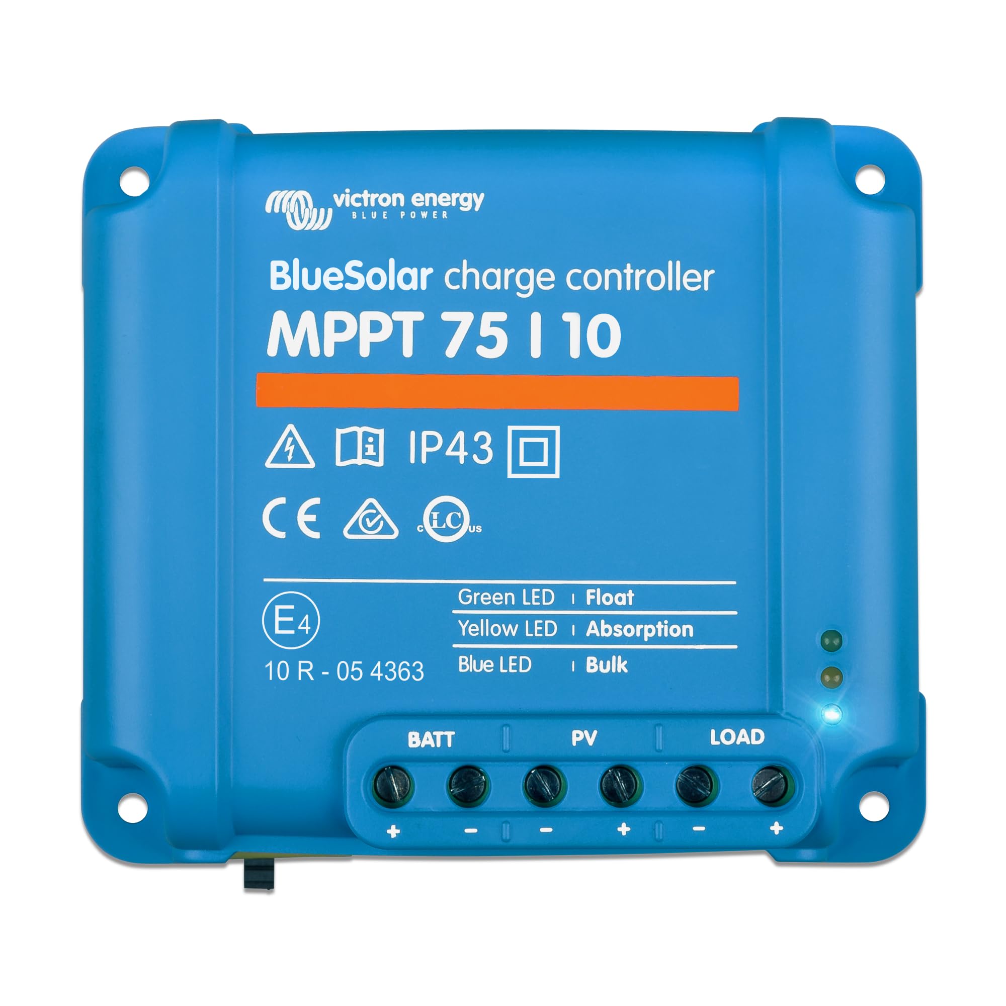 Victron Energy BlueSolar MPPT 75V 10A Solar Charge Controller for 12V/24V Solar Panels - High Efficiency Battery Charging for RVs, Boats & Off-Grid Power Systems