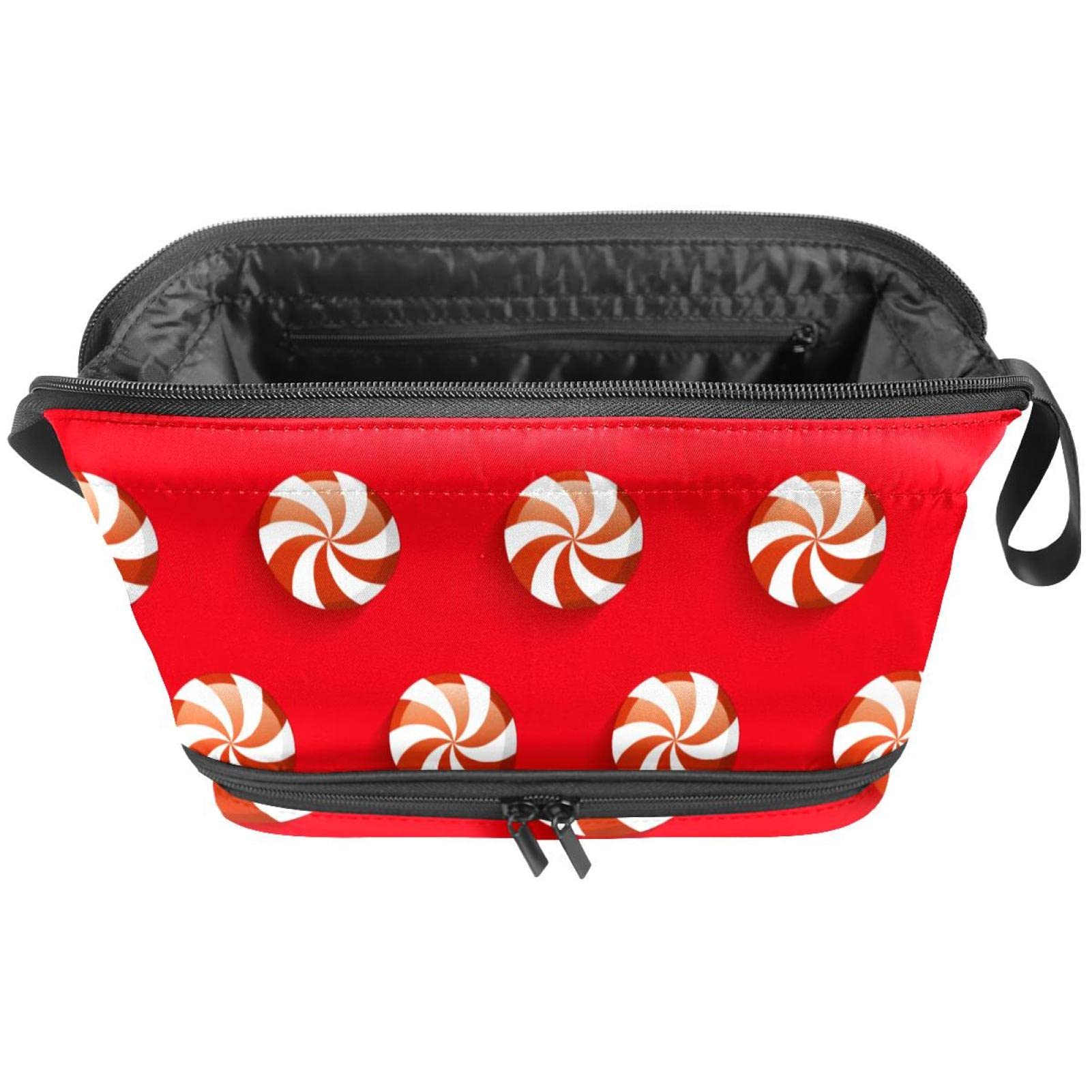 Large Travel Makeup Bag for Women - Waterproof Cosmetic Organizer with Christmas Candy & Color Design - Perfect for Travel, Gym, and Daily Toiletry Storage