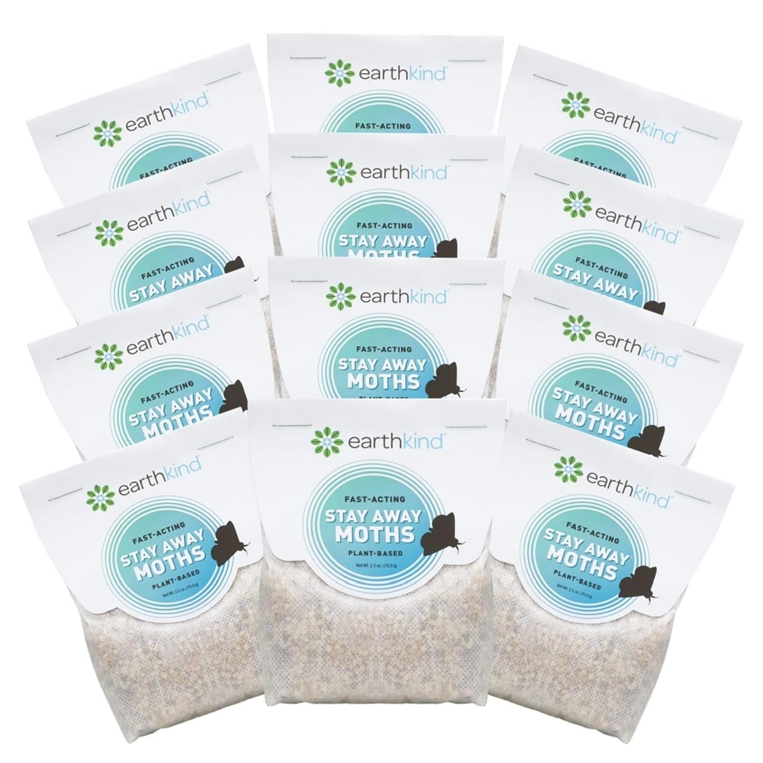 EarthKind Stay Away Moths - Natural Moth Repellent for Closet, Pantry & Storage - DIY Pest Control Sachets with Cedarwood & Geranium Essential Oils - 12 Pack - Protect Clothes, Food & Linens from Moth Damage