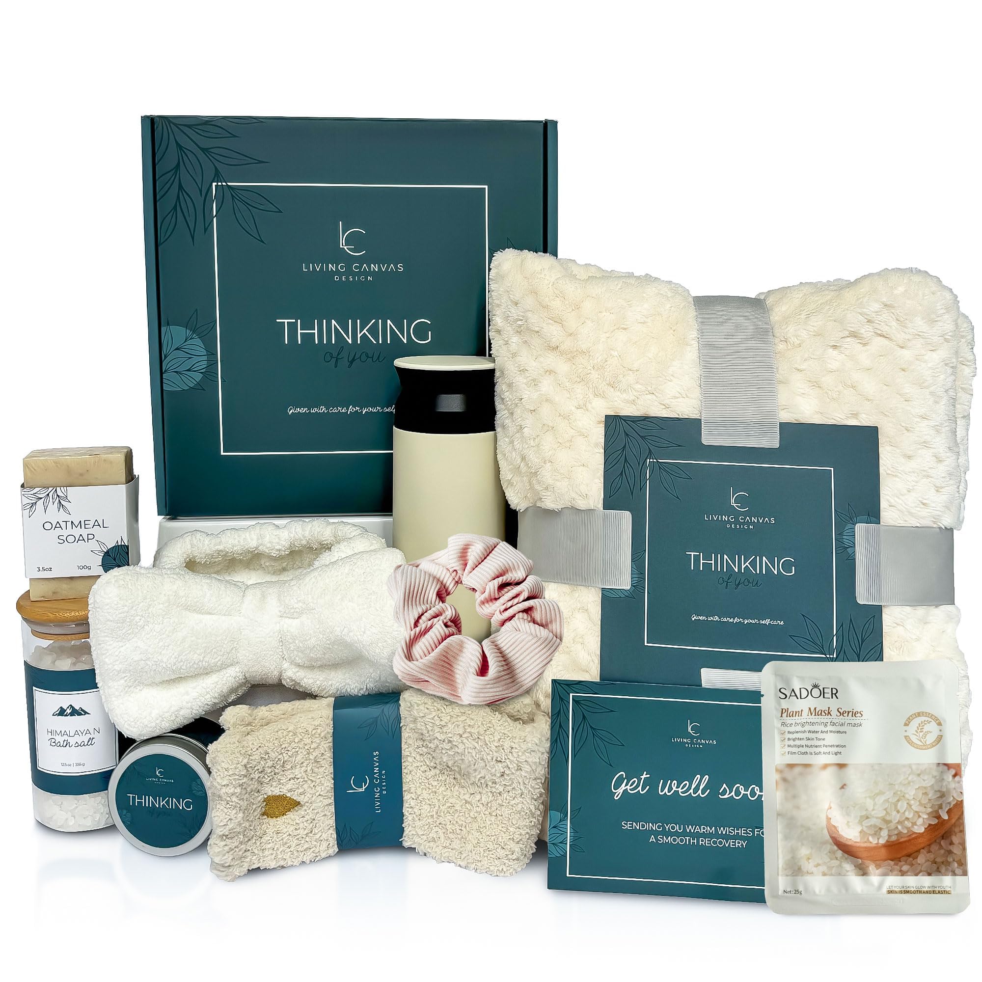 11-Piece Self Care Gift Set for Women - Spa Gift Basket with Bath Salts, Oatmeal Soap, Cozy Blanket - Perfect Get Well Present for Mom, Wife, Girlfriend or Daughter - Relaxation & Encouragement Gift for Birthdays, Recovery, Mother's Day or Just Because