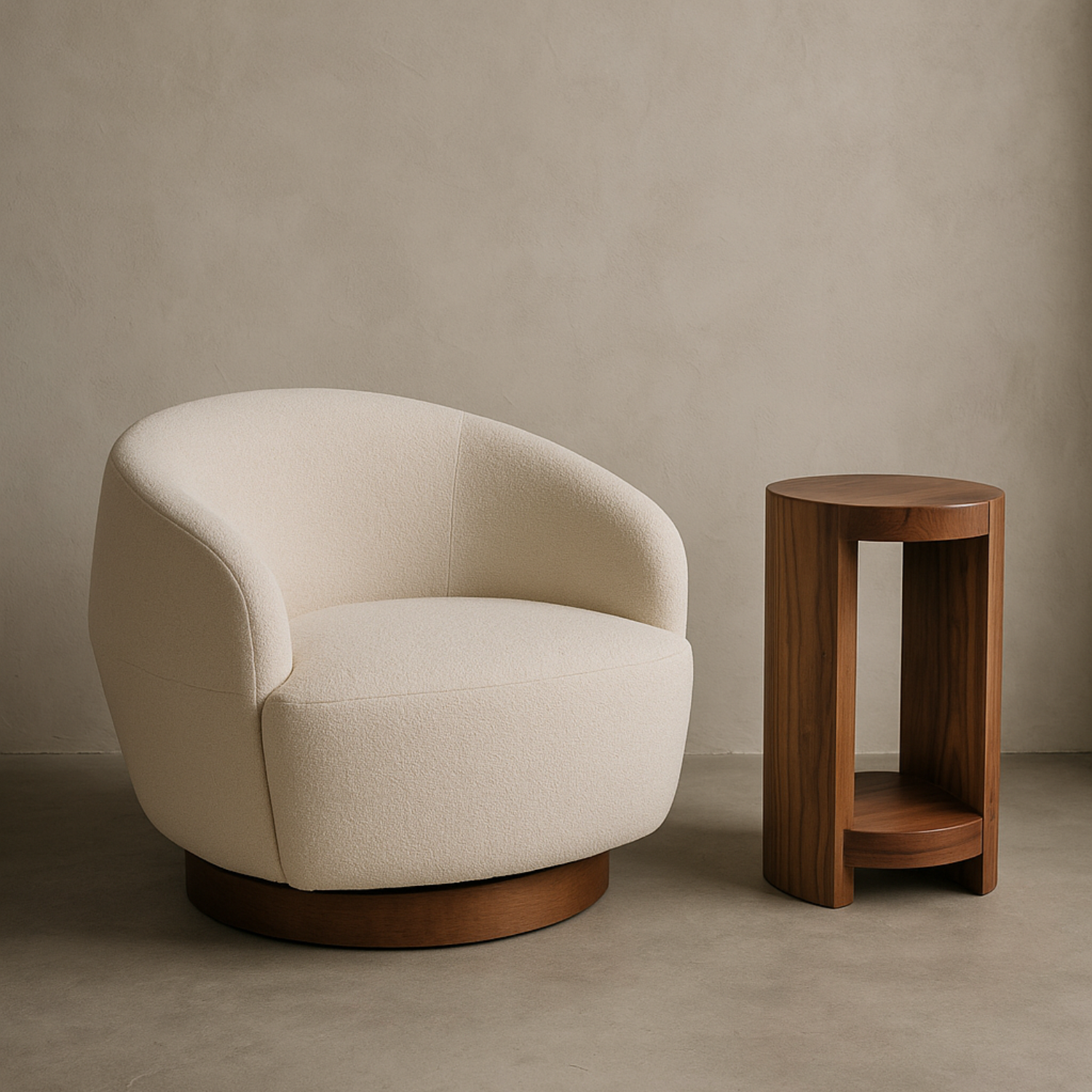 Pod Swivel Lounge Chair Mellow Ivory - Modern Accent Chair for Living Room, Bedroom & Office - 360° Rotating Comfortable Reading Chair with Ottoman