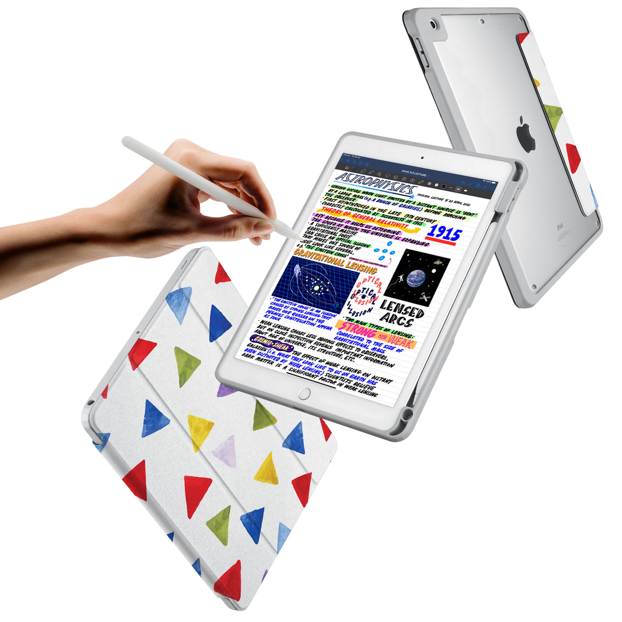 iPad 360 Elite Case with Geometric Design - Ultra Slim Protective Cover for iPad Air/Pro, 360° Rotating Stand with Auto Sleep/Wake | Perfect for Work, Travel & Home Use