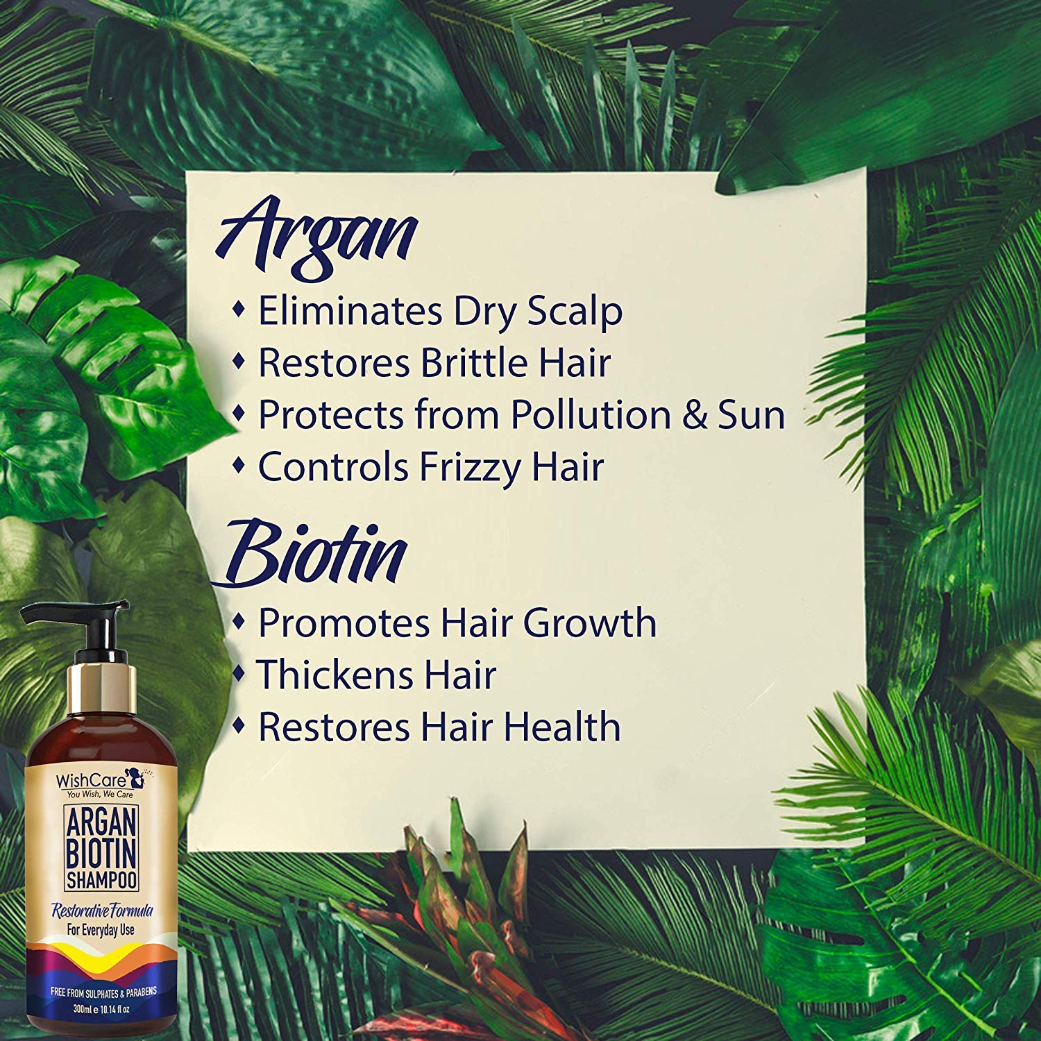 Argan Oil Biotin Shampoo for Hair Growth & Repair - Sulfate Free, Paraben Free & No Mineral Oils - 300ml - Restorative Formula for Damaged Hair - Perfect for Daily Use at Home, Salon or Travel