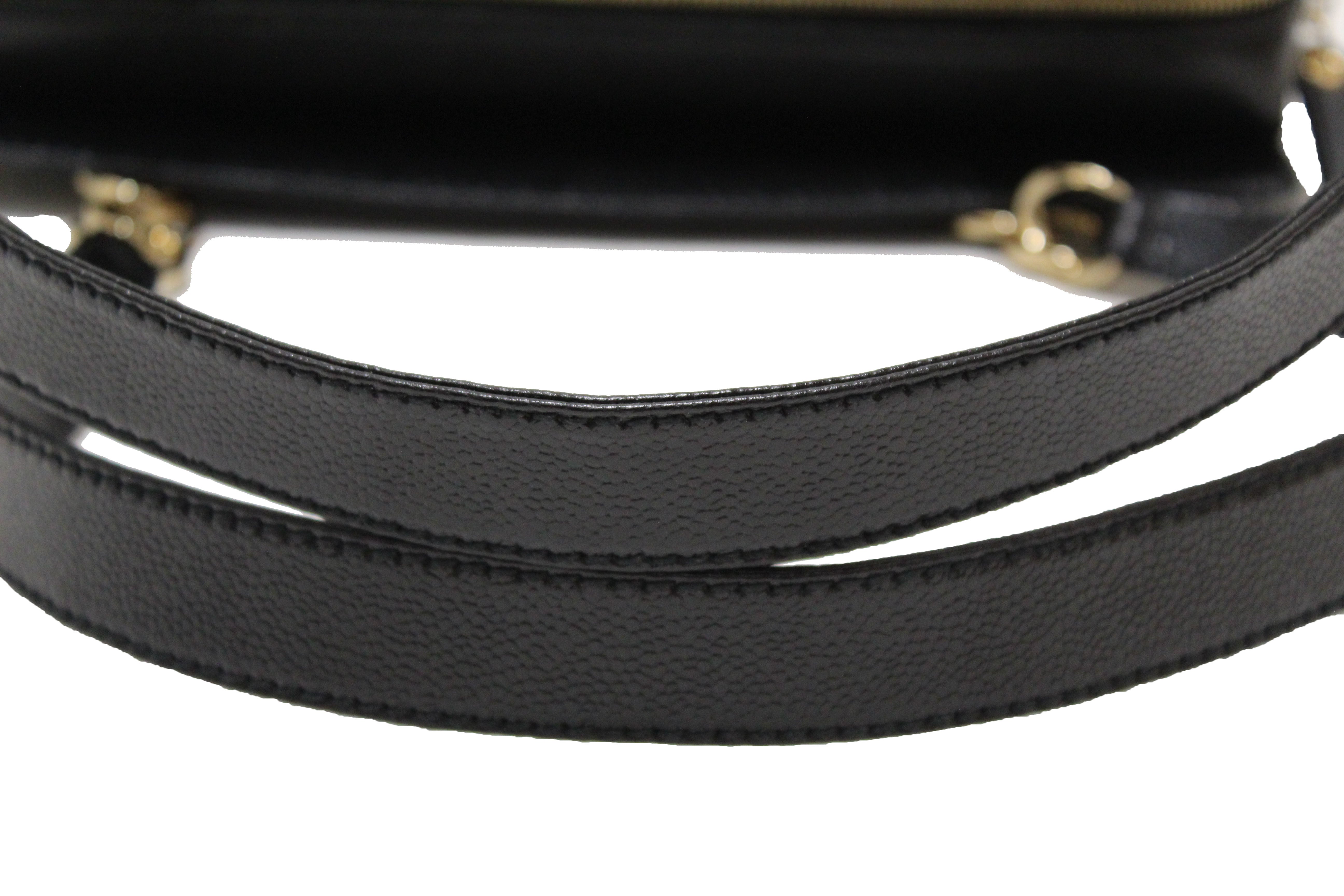 Authentic Chanel Black Square Stitch Caviar Leather Shoulder Tote Bag for Women - Luxury Designer Handbag Perfect for Work, Travel & Everyday Use