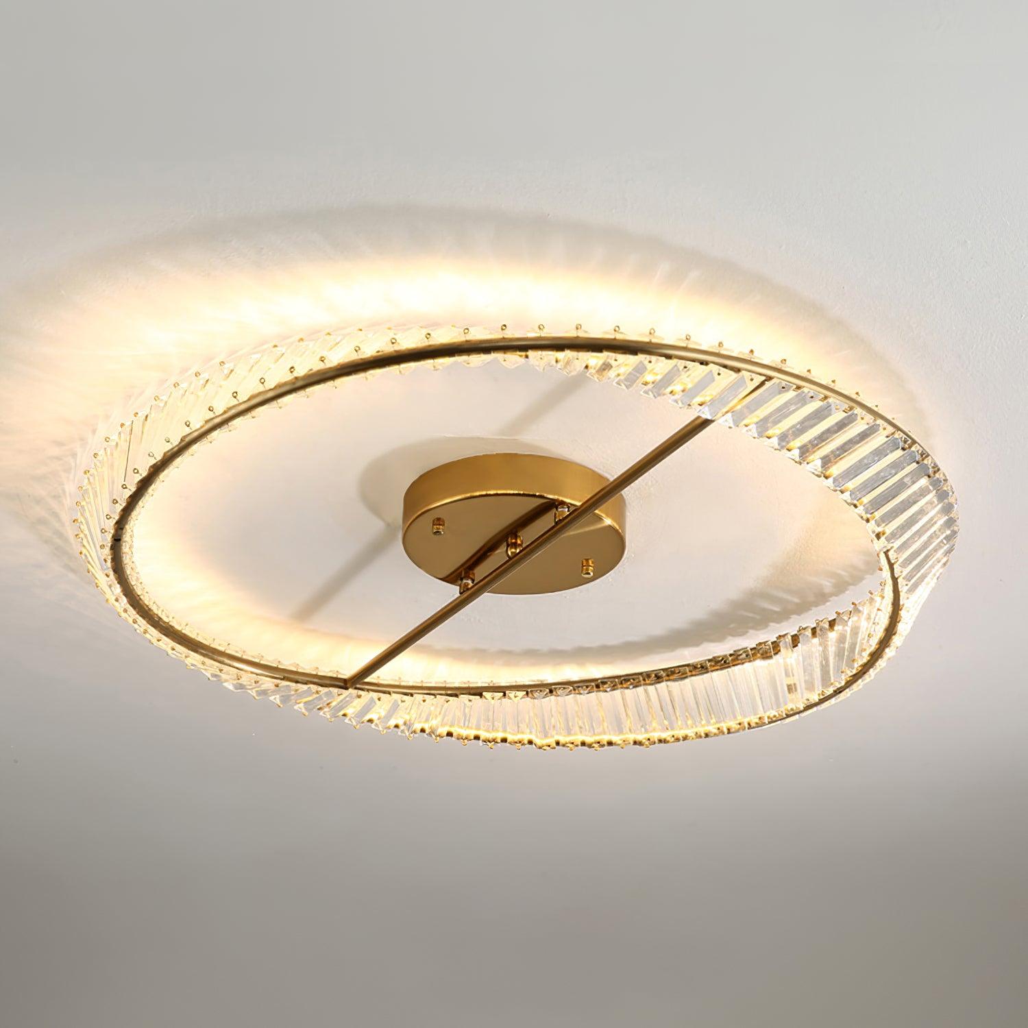 Elegant Crystal Rings Ceiling Light Fixture - Modern Chandelier for Living Room, Dining Room & Bedroom Decor