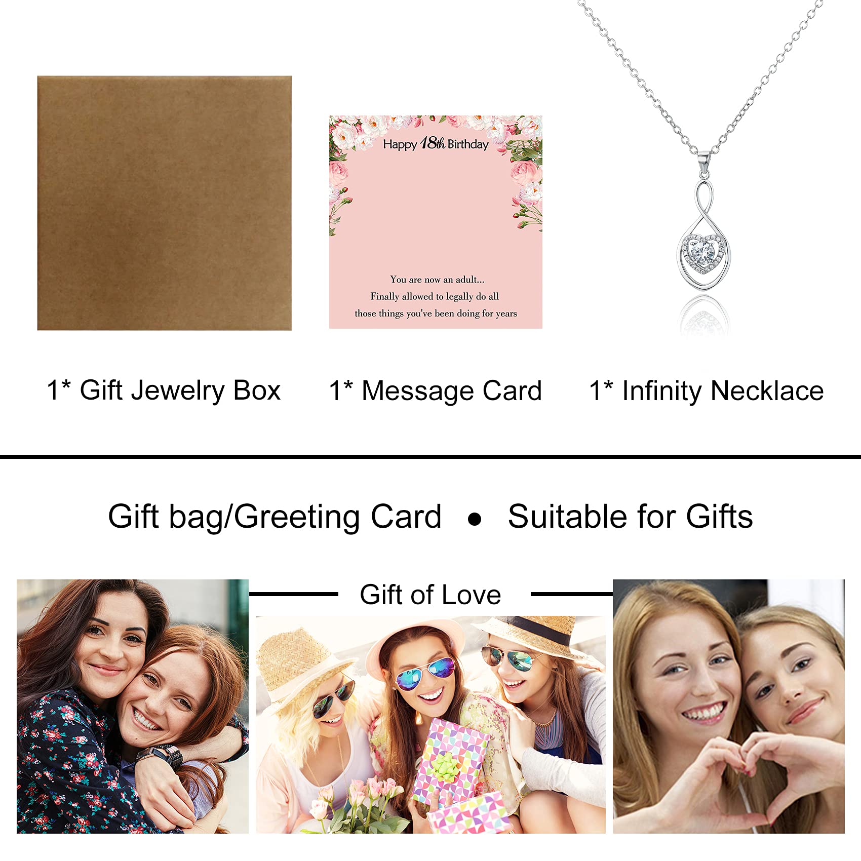 18K Gold Plated Infinity Heart Necklace for Women - Elegant Birthday Gift for Her, Sister, Girlfriend - Comes with Jewelry Box - Perfect for Anniversaries, Valentine's Day & Special Occasions