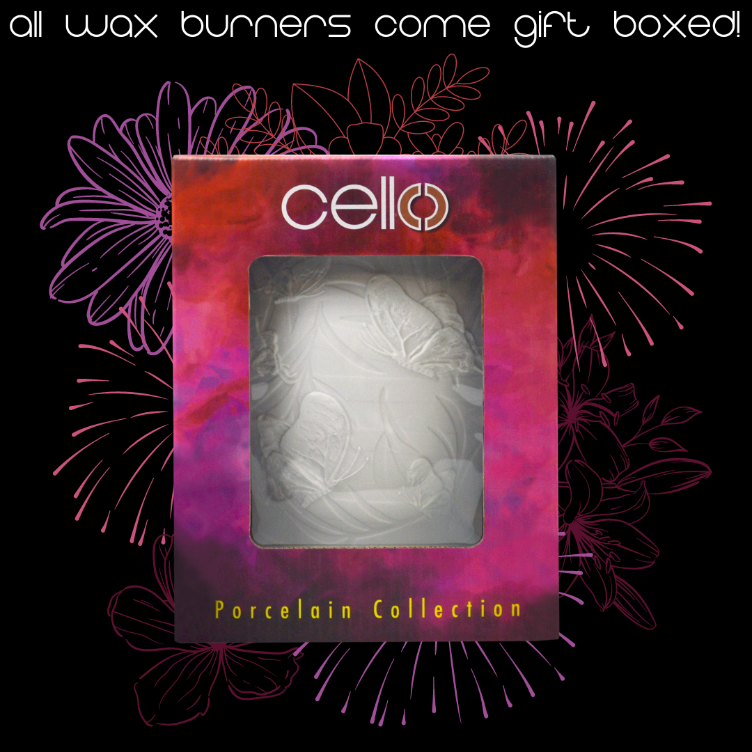 Electric Wax Warmer with Porcelain Barrel & Silk Wings - Aromatherapy Diffuser for Home, Office, Spa Relaxation | Cello Design Scented Wax Melter for Stress Relief & Mood Enhancement