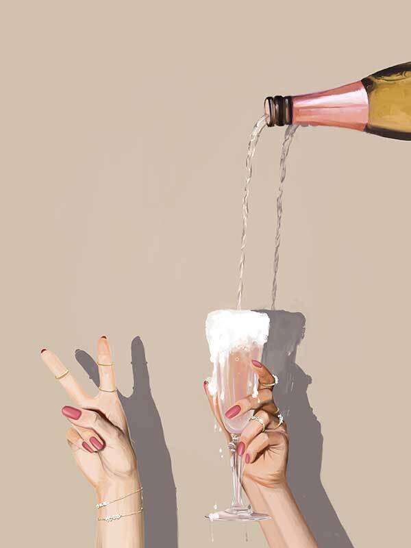 Champagne Showers Canvas Wall Art Print - Elegant Party Decor for Home, Bar & Office Celebrations