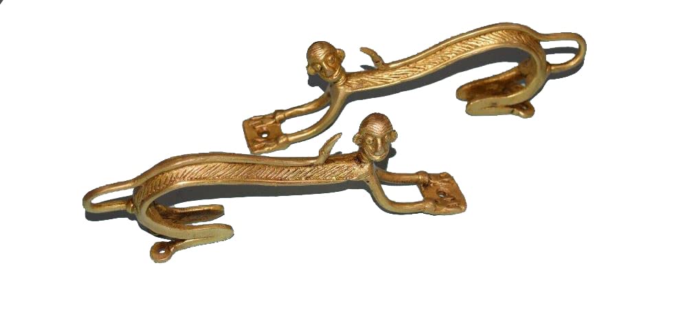Exquisite Brass Monkey Door Pull Set - Tribal Art Baboon Figure Handle for Cabinets, Drawers & Furniture - Vintage Home Decor & Unique Gift Idea