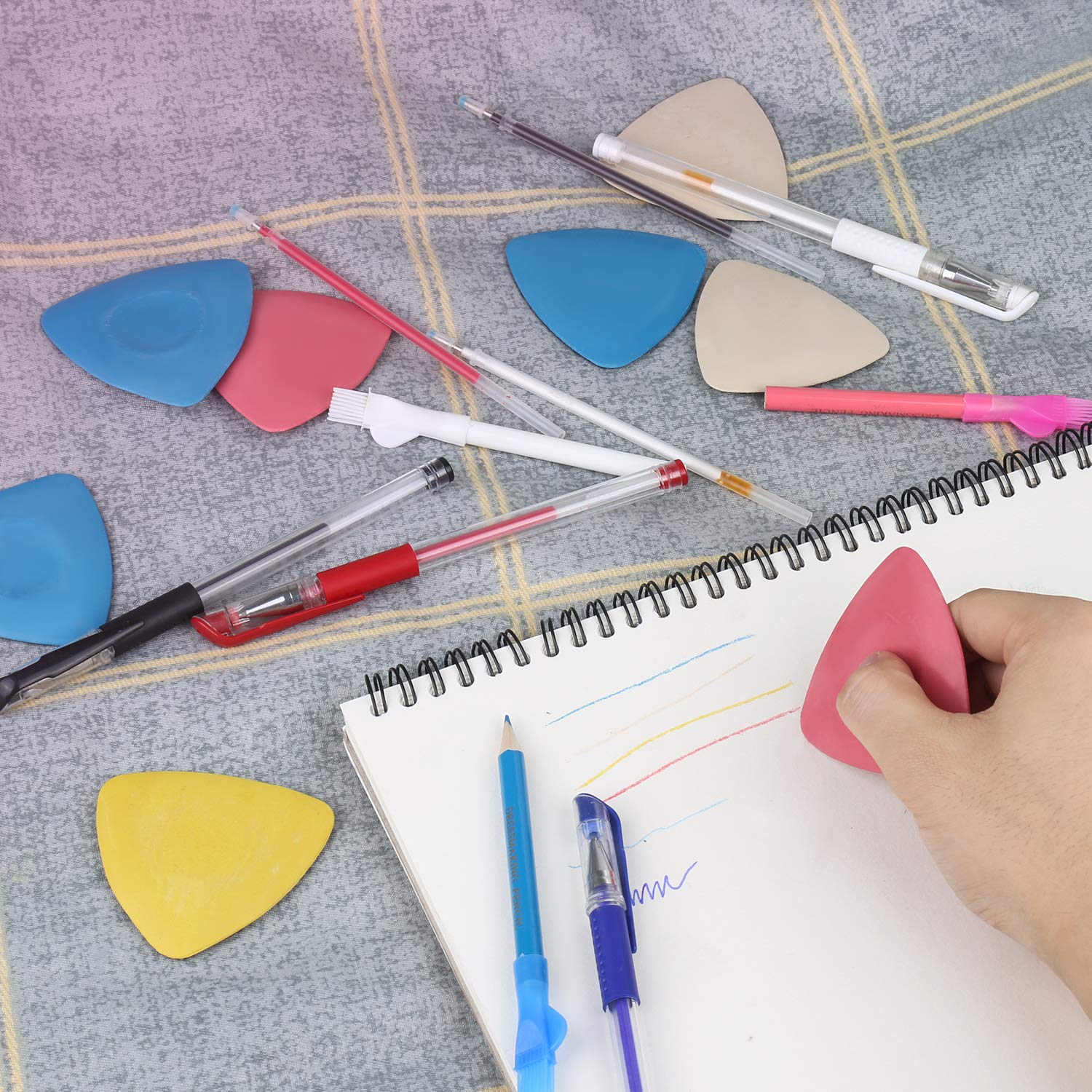 CampTek Tailor's Chalk & Fabric Markers Set - 10PCS Chalk, 4PCS Heat Erasable Pens with Refills, 3PCS Sewing Pencils for Quilting, Dressmaking & Fabric Crafts | Perfect for DIY Sewing Projects & Professional Tailoring