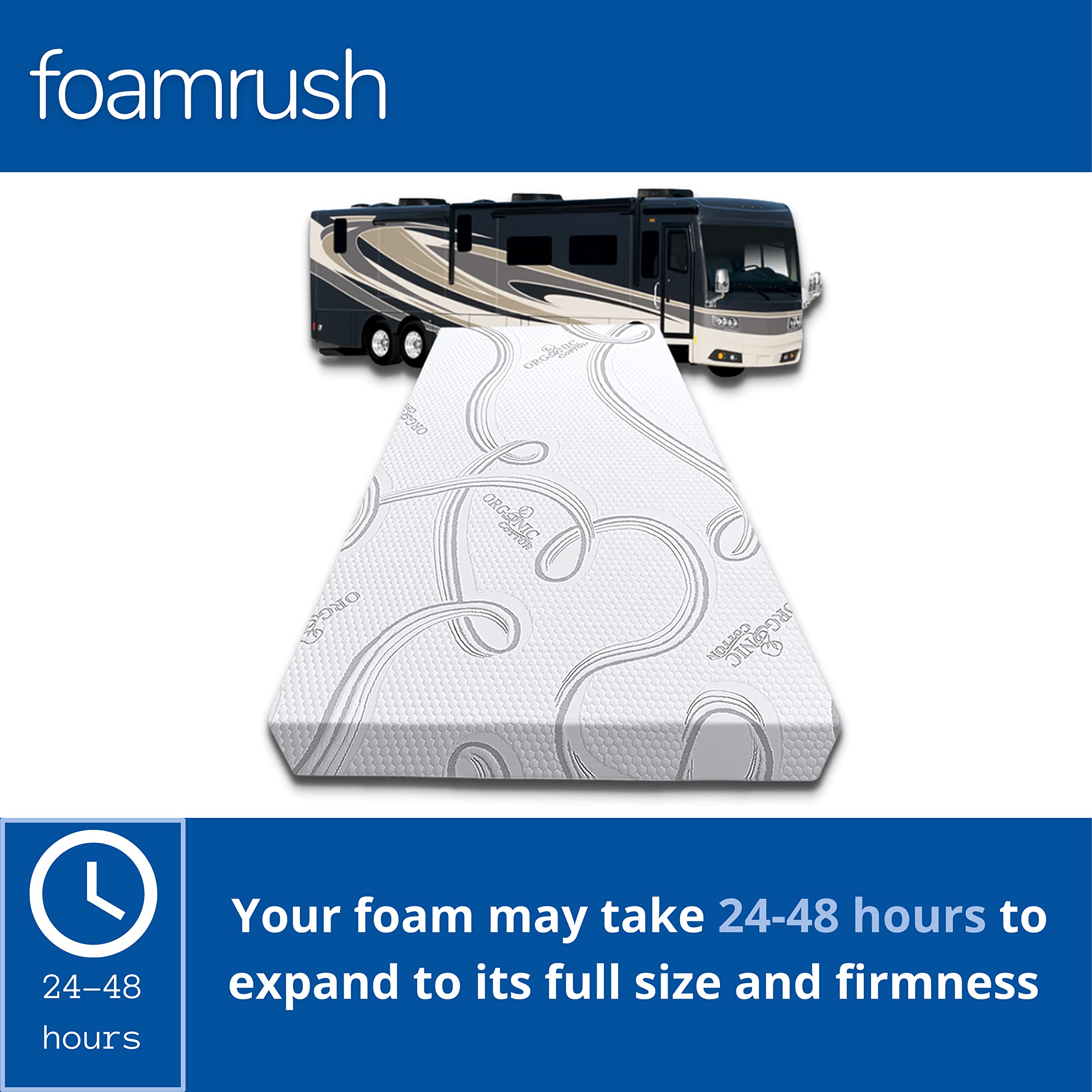 FoamRush 8-Inch King Size Gel Memory Foam RV Mattress (72