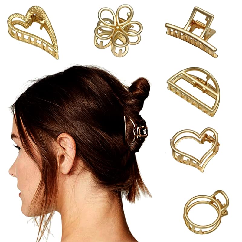 Stylish Gold Metal Hair Clips for Women & Girls - 8 Pack Medium Size Hair Clutchers - Trendy Hair Accessories Gift Set for Everyday Styling, Parties & Special Occasions