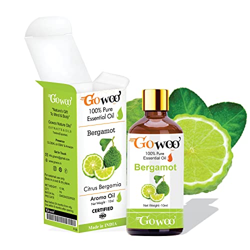 GO WOO 100% Pure & Virgin Bergamot Essential Oil 10ml - Natural Aromatherapy for Stress Relief, Skin Care & Diffuser Blends