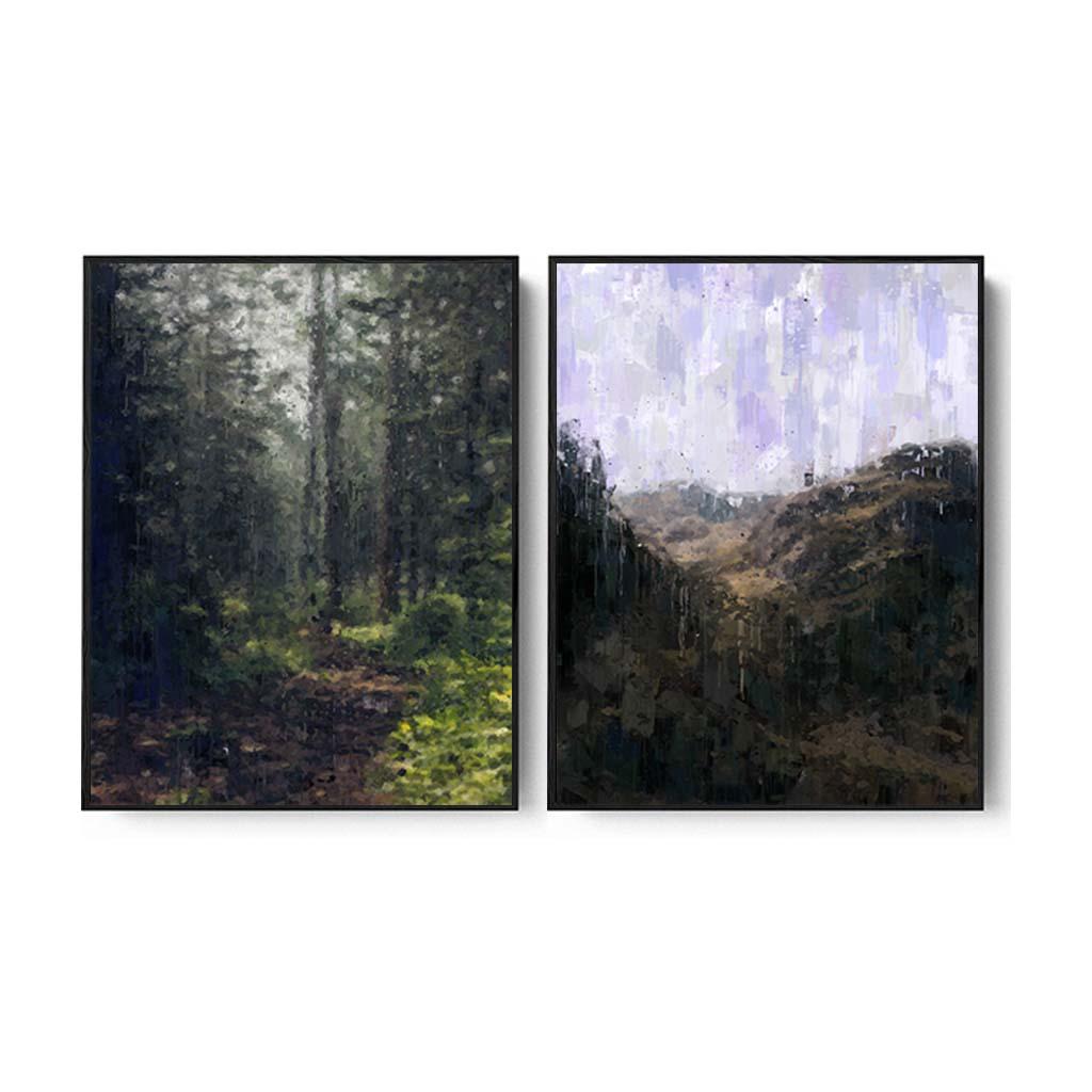 Premium The Valley Canvas Wall Art Set of 2 - Modern Landscape Paintings for Living Room, Bedroom & Office Decor