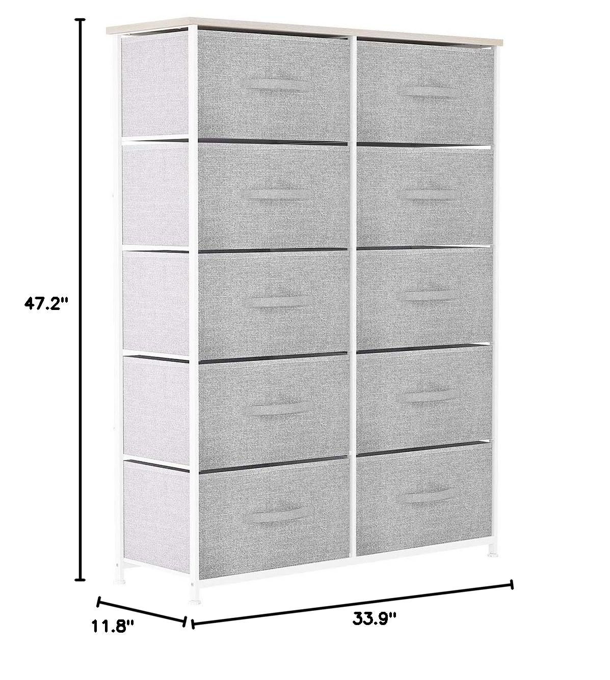 YITAHOME 10-Drawer Fabric Storage Tower Organizer - Foldable Closet Dresser for Bedroom, Living Room, Nursery & Office - Space-Saving Grey Storage Unit (8 Drawers, Light Grey) - Perfect for Clothes, Toys & Home Organization