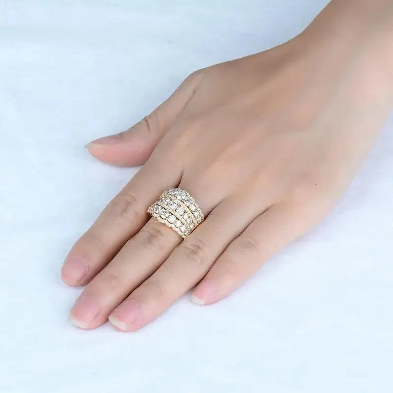 18KT Yellow Gold Diamond Wedding Ring for Women - Elegant & Luxury Jewelry Gift for Anniversary, Engagement, Proposal - LANMI Brand