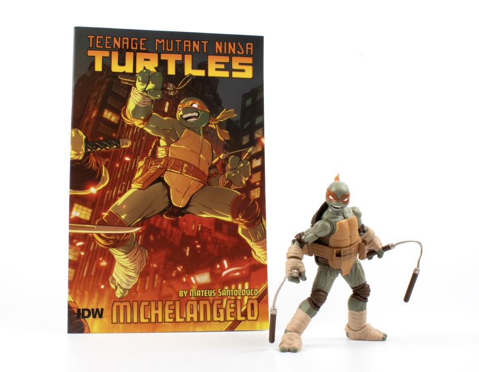 Teenage Mutant Ninja Turtles BST AXN Michelangelo Action Figure Ver. 2 with Comic Book - Collectible TMNT Toy for Kids & Fans | Perfect for Display, Play & Gifts