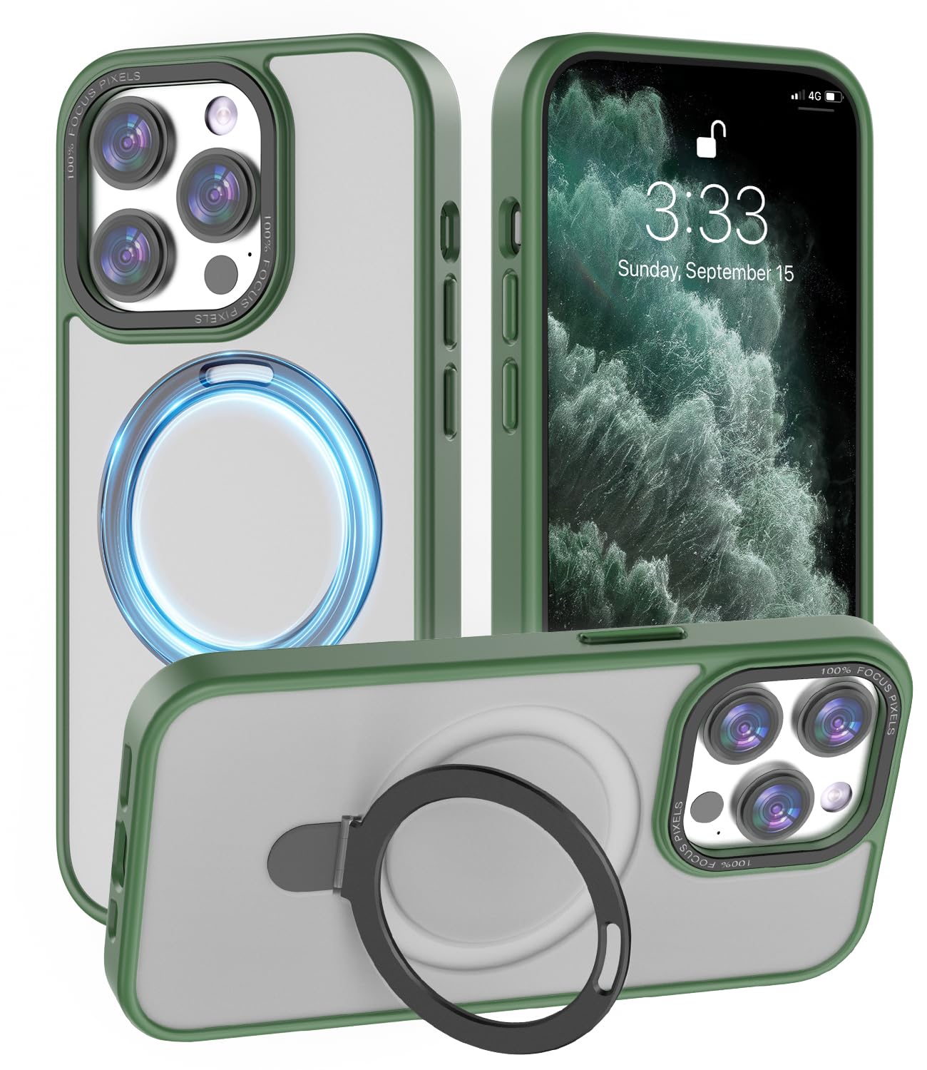 Magnetic iPhone 13 Pro Case with Invisible Stand - Slim Translucent Matte Cover [Military-Grade Drop Protection & MagSafe Compatible] for 6.1