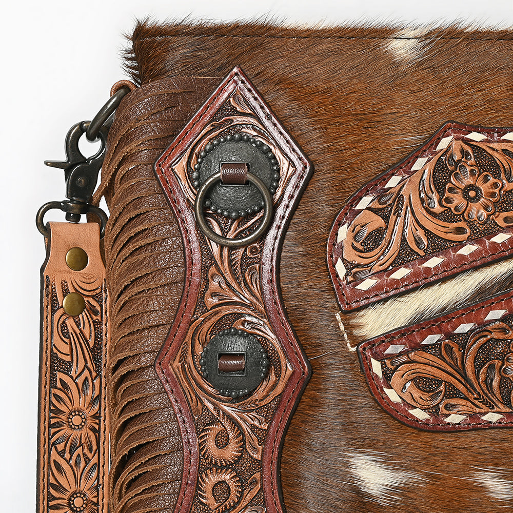 American Darling Hand-Tooled Hair-On Genuine Leather Women's Western Handbag Purse - Stylish Cowgirl Bag for Rodeo, Country Music Festivals & Everyday Use