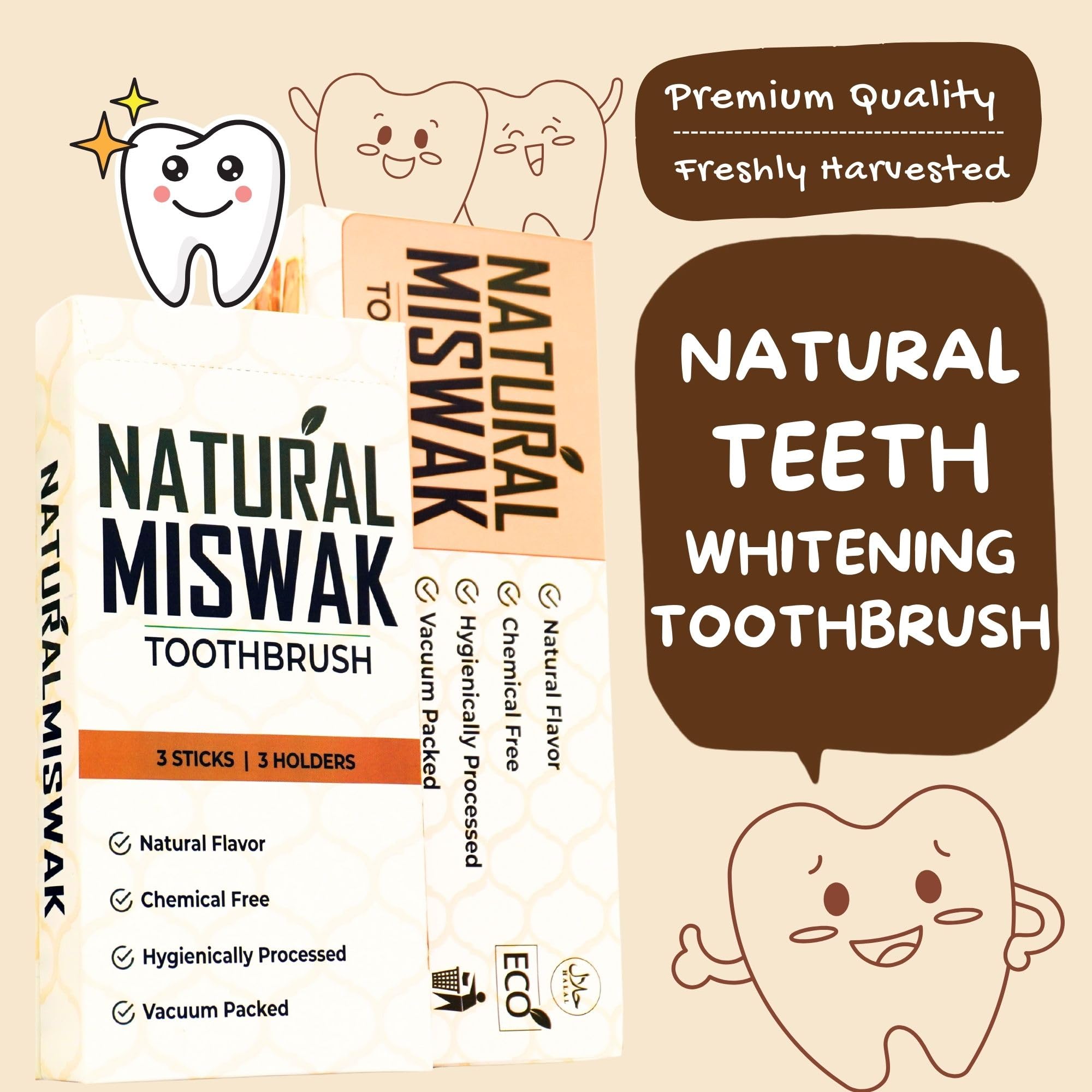 Natural Miswak Sticks for Teeth Cleaning - Organic Toothbrush Alternative, No Toothpaste Needed | Siwak Chew Sticks (Meswak) for Fresh Breath & Oral Hygiene | Perfect for Travel, Camping & Eco-Friendly Dental Care