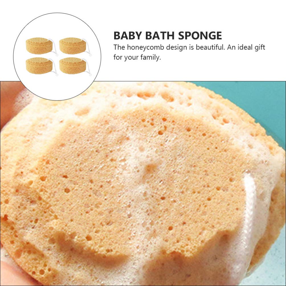 Minkissy Exfoliating Shower Sponges - 4 Pack Natural Seaweed Cotton Bath Sponges with Honeycomb Texture, Gentle Body Scrubber for Adults & Kids - Perfect for Daily Exfoliation, Spa & Sensitive Skin Care