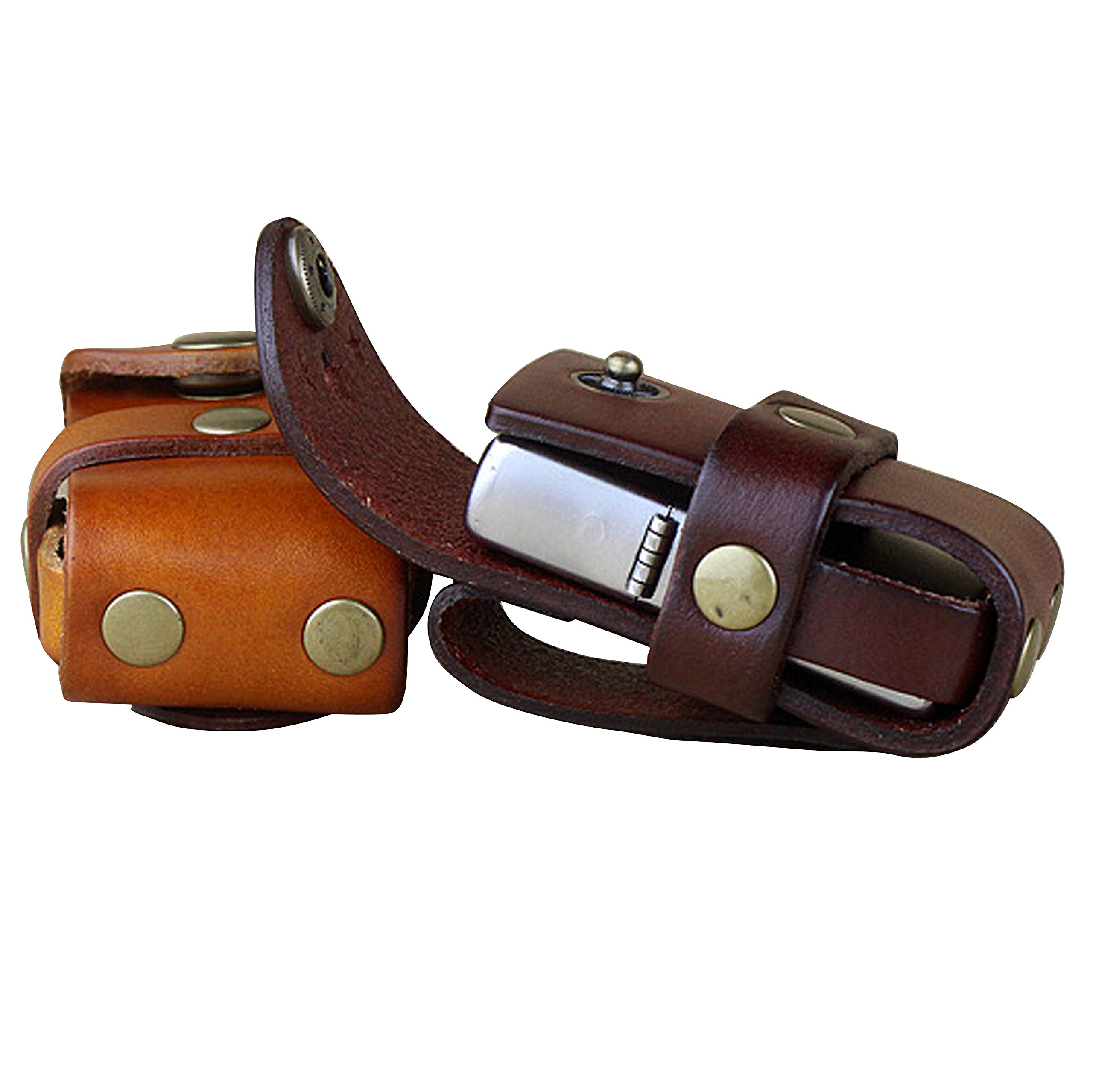 Boshiho Genuine Leather Flip Top Lighter Case with Belt Loop - Premium Men's Accessory for Outdoor Camping, Hiking & Everyday Carry (EDC)