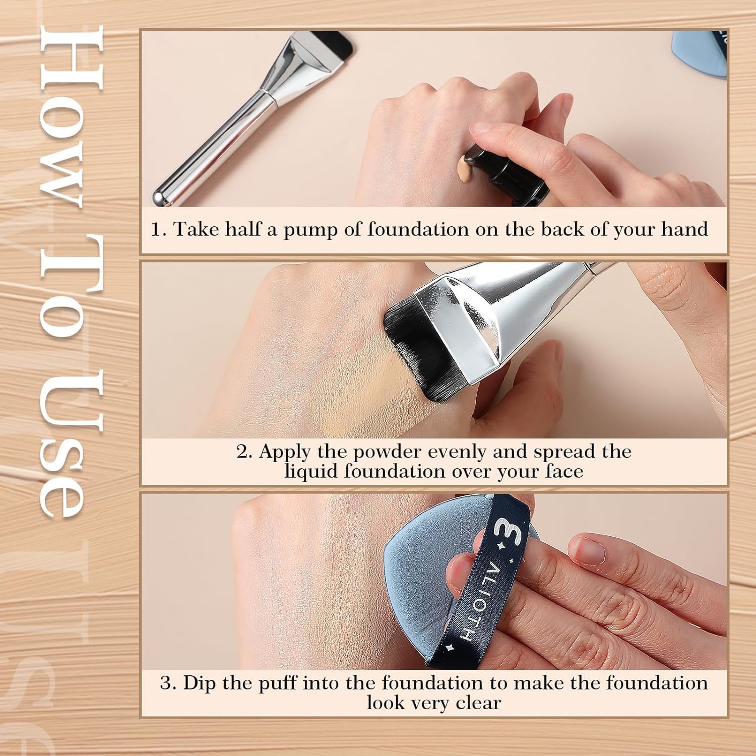 BH STUDIO PRO Flat Head Foundation Brush - Professional Liquid & Cream Foundation Concealer Makeup Brush for Flawless Application (1-Piece) | Perfect for Everyday Makeup & Professional Makeup Artists