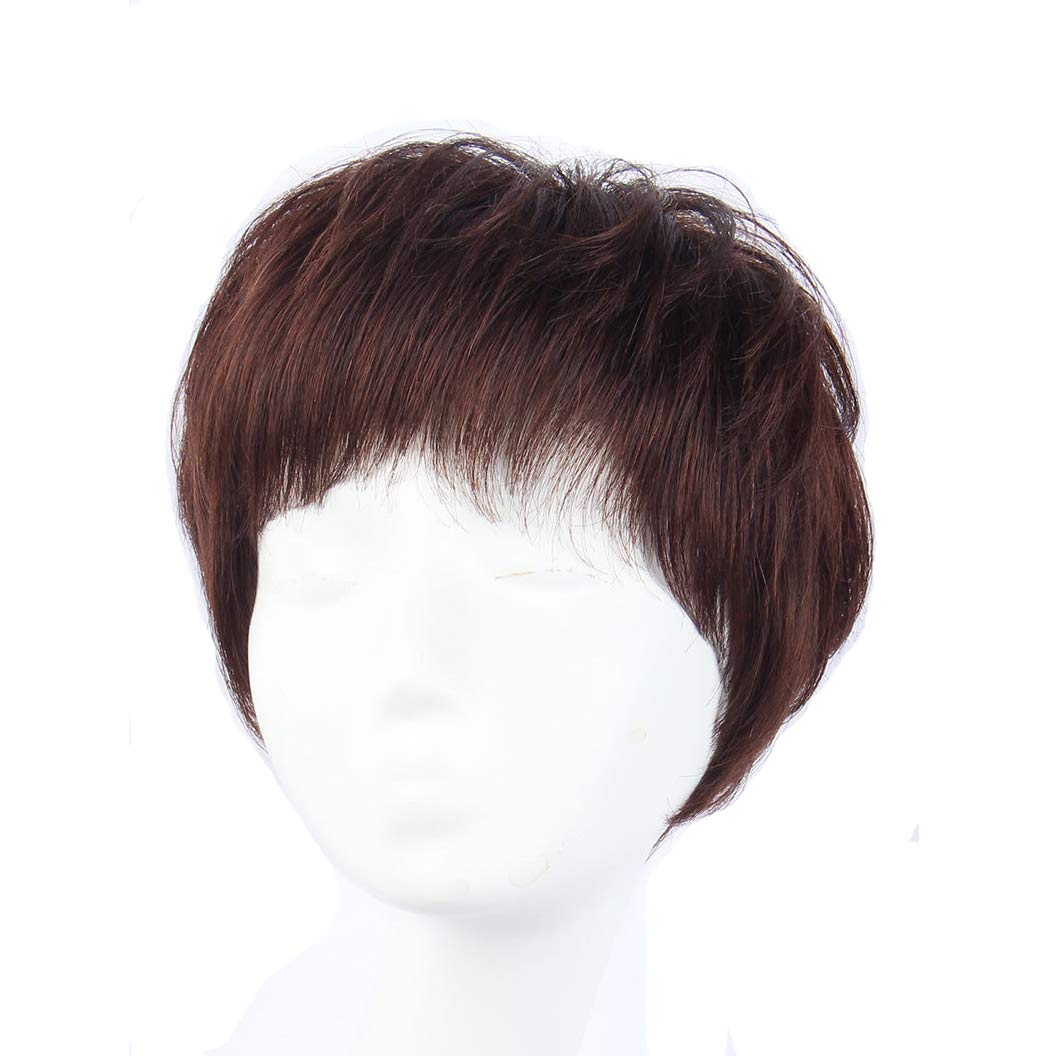 Brazilian Straight Human Hair Wigs for Black Women - Pixie Cut Short Wigs in Dark Brown | Non-Lace Front | Natural-Looking Synthetic Hair | Perfect for Daily Wear, Cosplay & Special Occasions