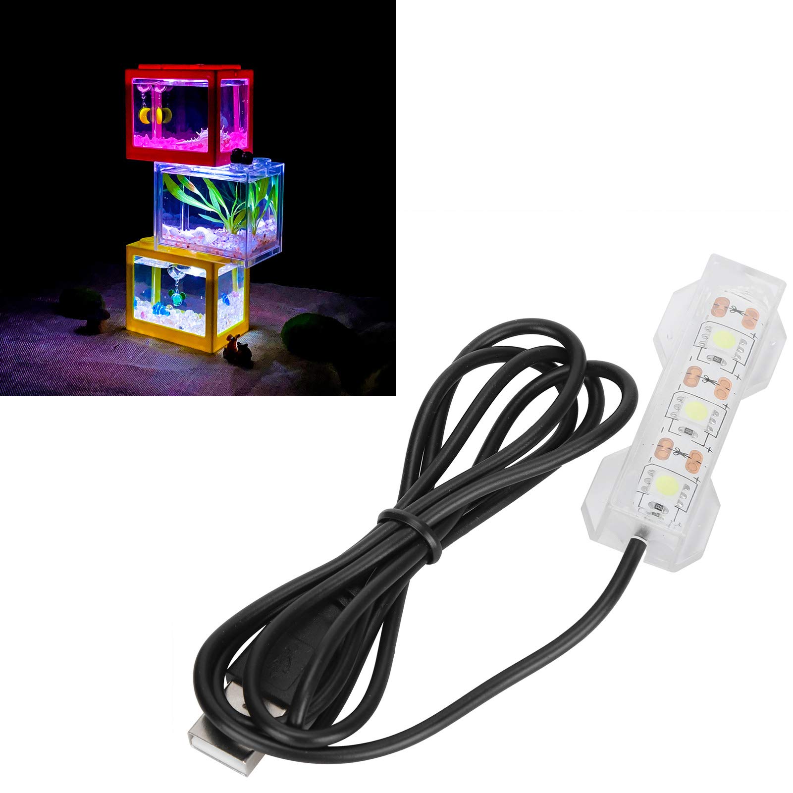 Pssopp Small Aquarium LED Light for Water Plants - Mini Desktop Fish Tank Decoration with Soft Lighting | Perfect for Home, Office & Aquascaping