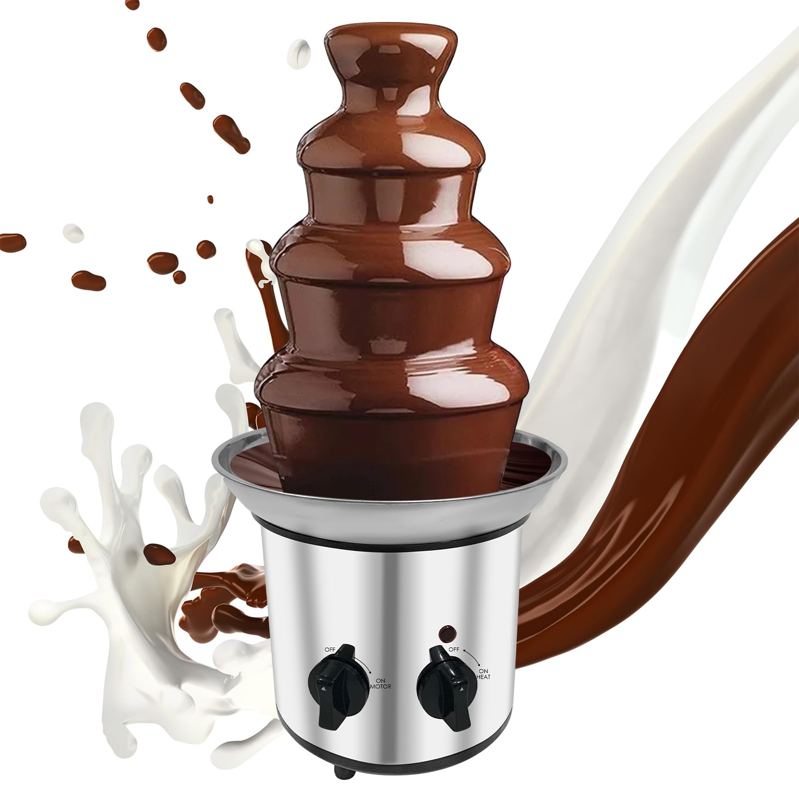 4-Tier Stainless Steel Chocolate Fountain Machine - Electric Fondue Warmer with 4-Pound Capacity for Chocolate, Cheese & Butter | Perfect for Weddings, Parties, Catering & Dessert Buffets